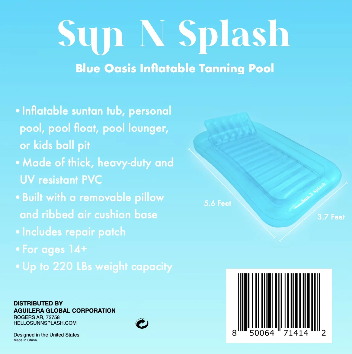 Inflatable Pool Essential with Fade Resistant, Monochromatic Blue Color Scheme - Blue Model B684D5