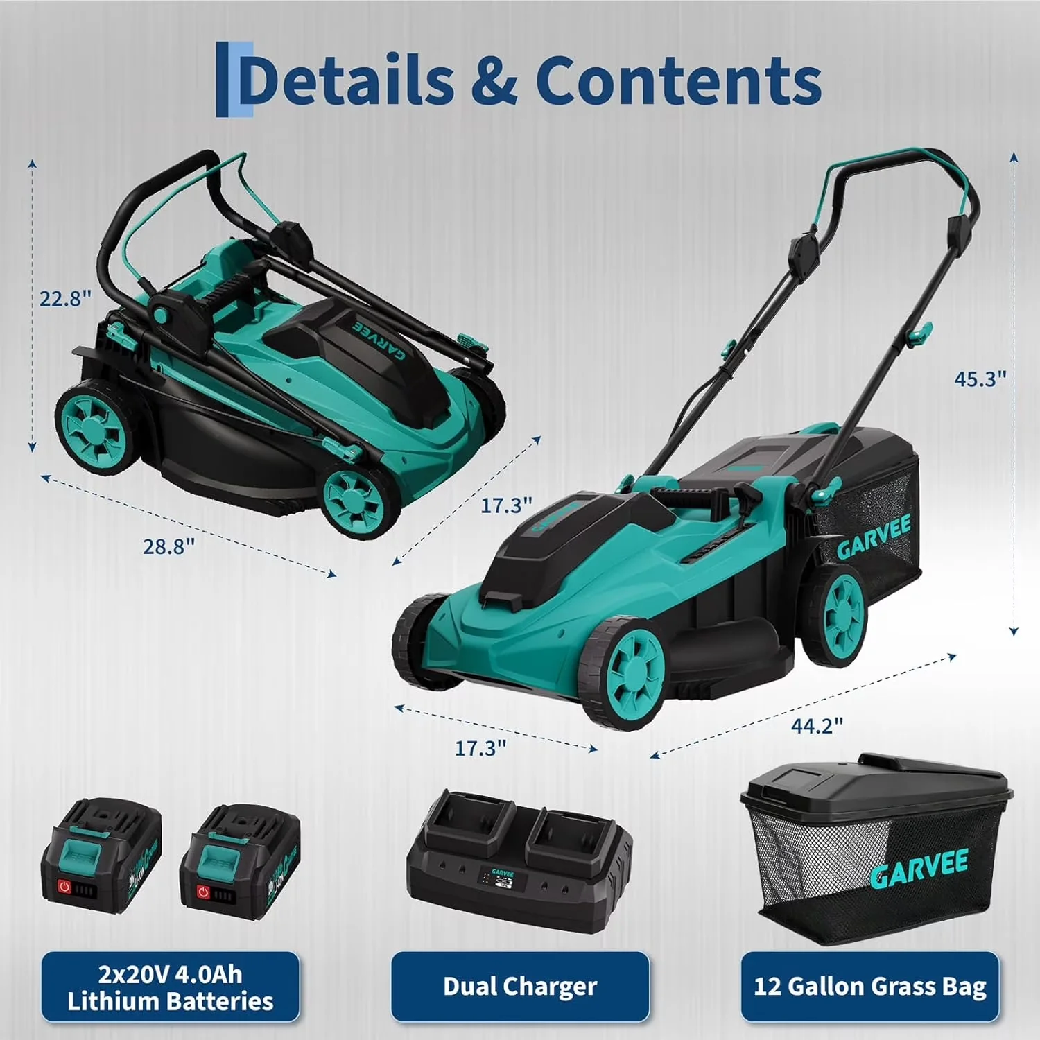 Classic Push Mower with Battery, 40V, Adjustable Cutting Height - Orange Model 4E7ED3