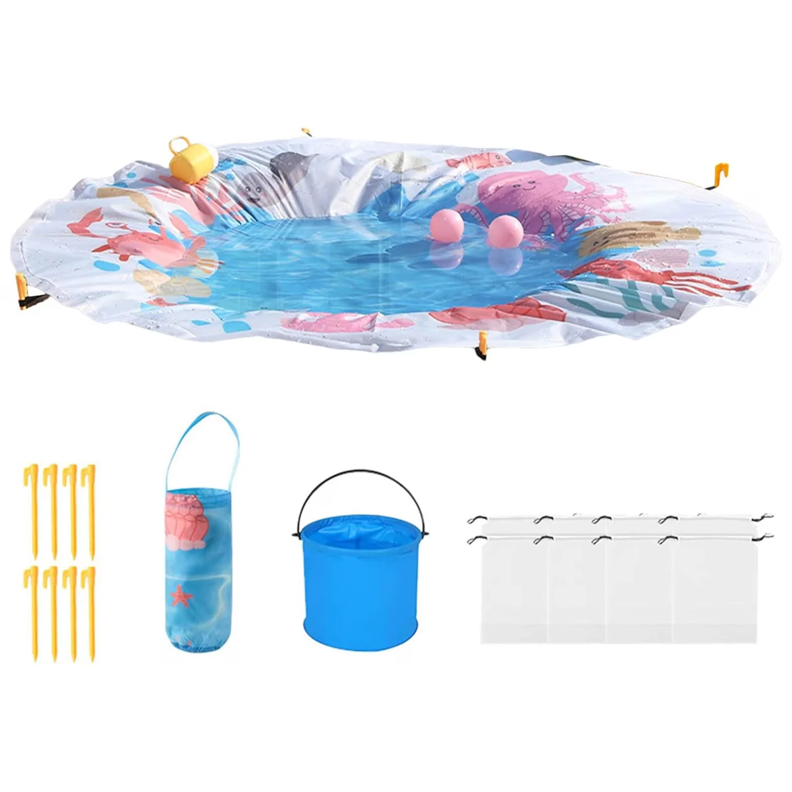 Premium Inflatable Pool with 55" Splash Pad Water Play Mat, Uxgjfwu Foldable Baby Paddling - Color Model 5B981B