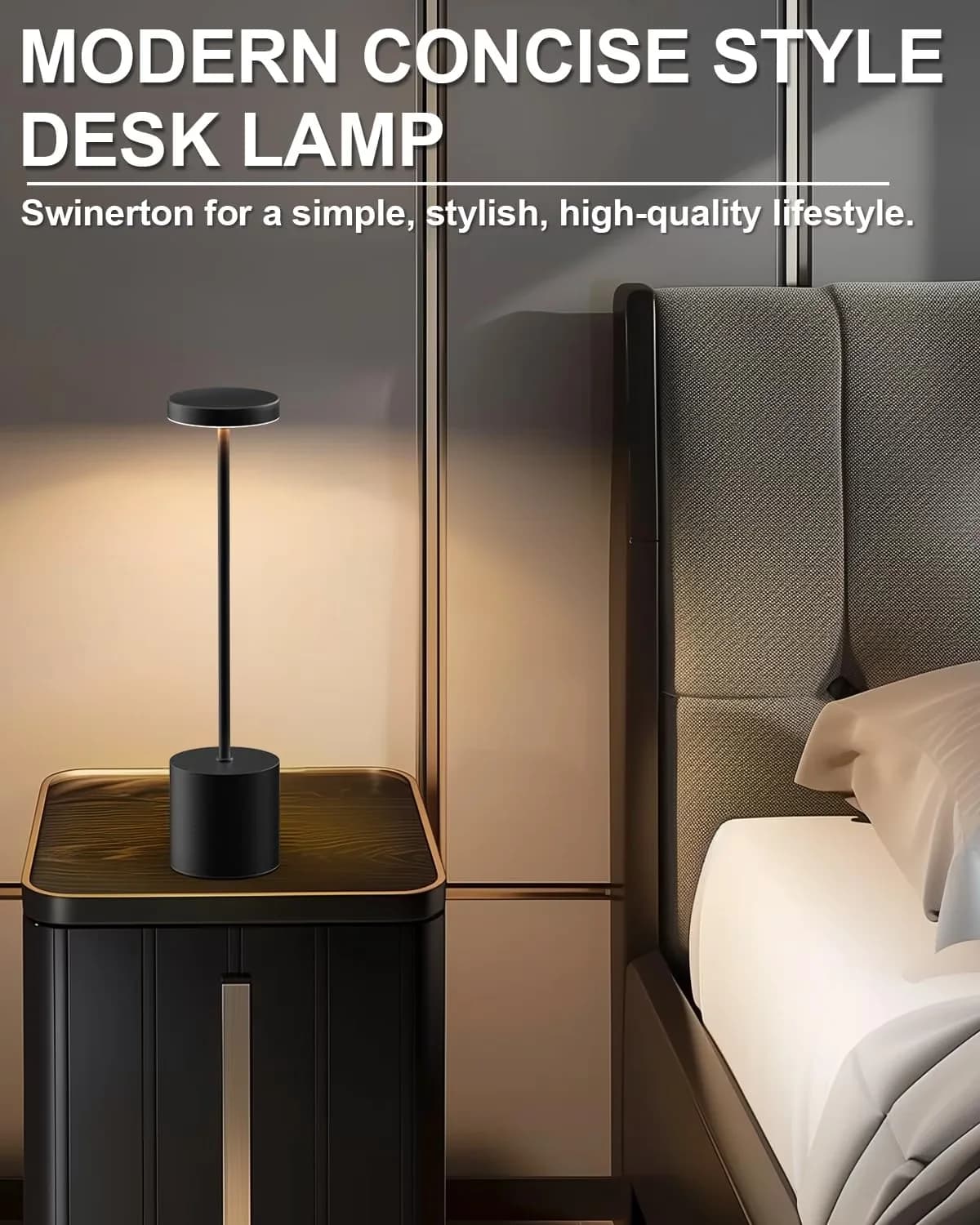 Table Lamp Efficient with LED, Battery, Motion Sensing - Black Metal for Patio, Outdoor Model 9068C0
