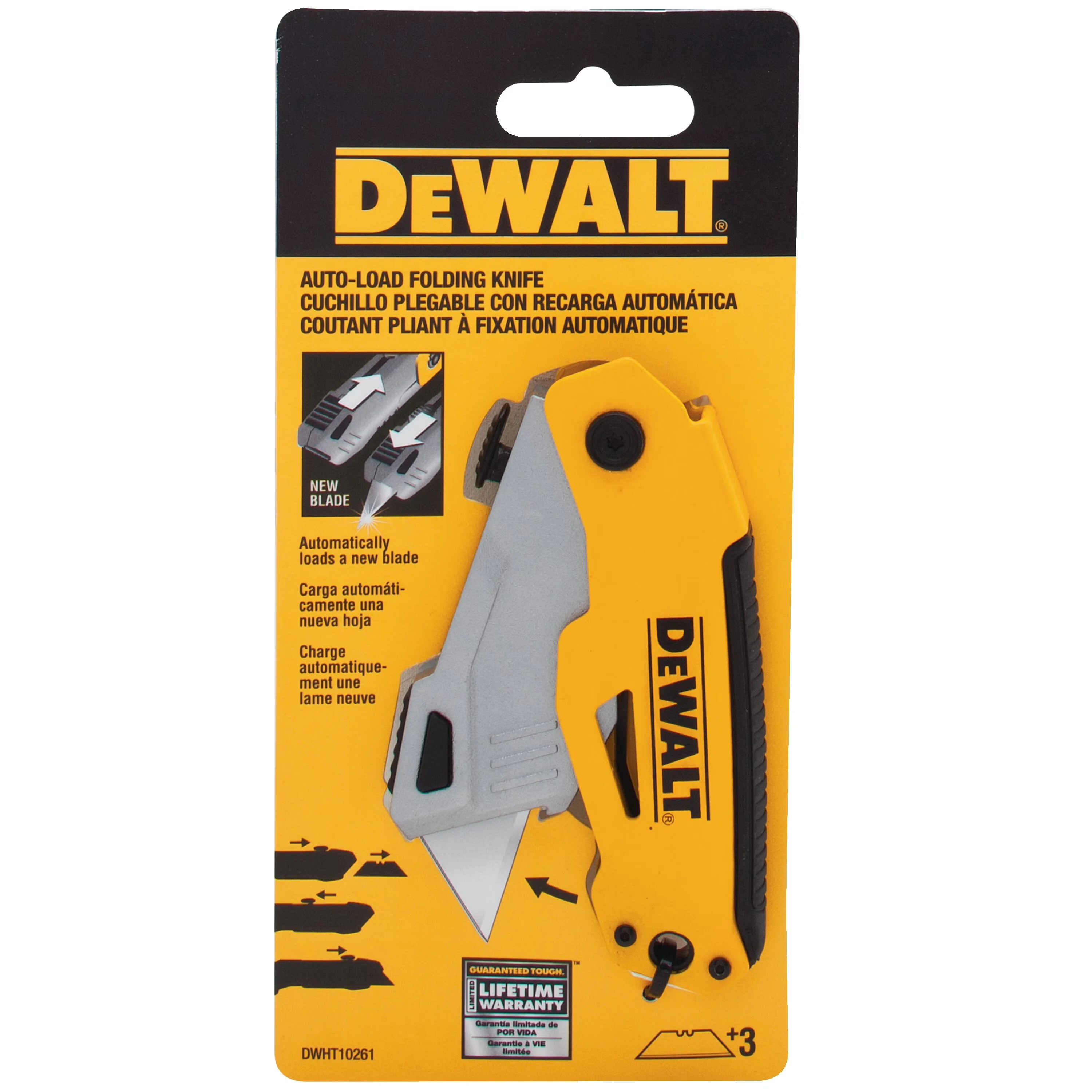 Innovative Hand Tool with Folding, Folding Retractable Auto-Load Knife - Black Model A4A366