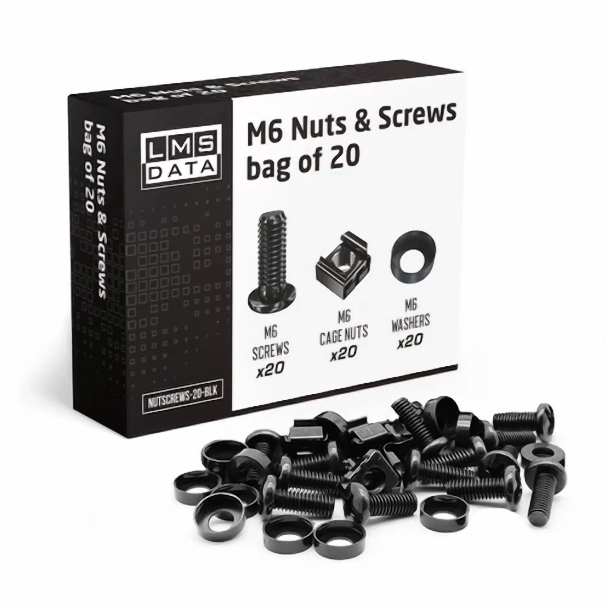 Professional Fastener with Black M6 Cage Nuts & Screws - 20 Pack - Professional Series Model 40CE4F