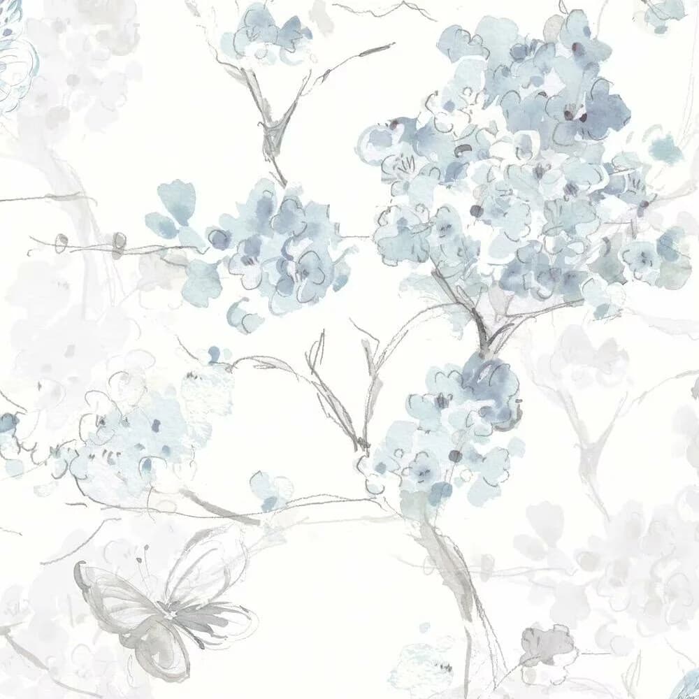 Wallpaper Premium with Removable, Spring Cherry Blossoms Peel and Stick - Vinyl Blue Model 243433