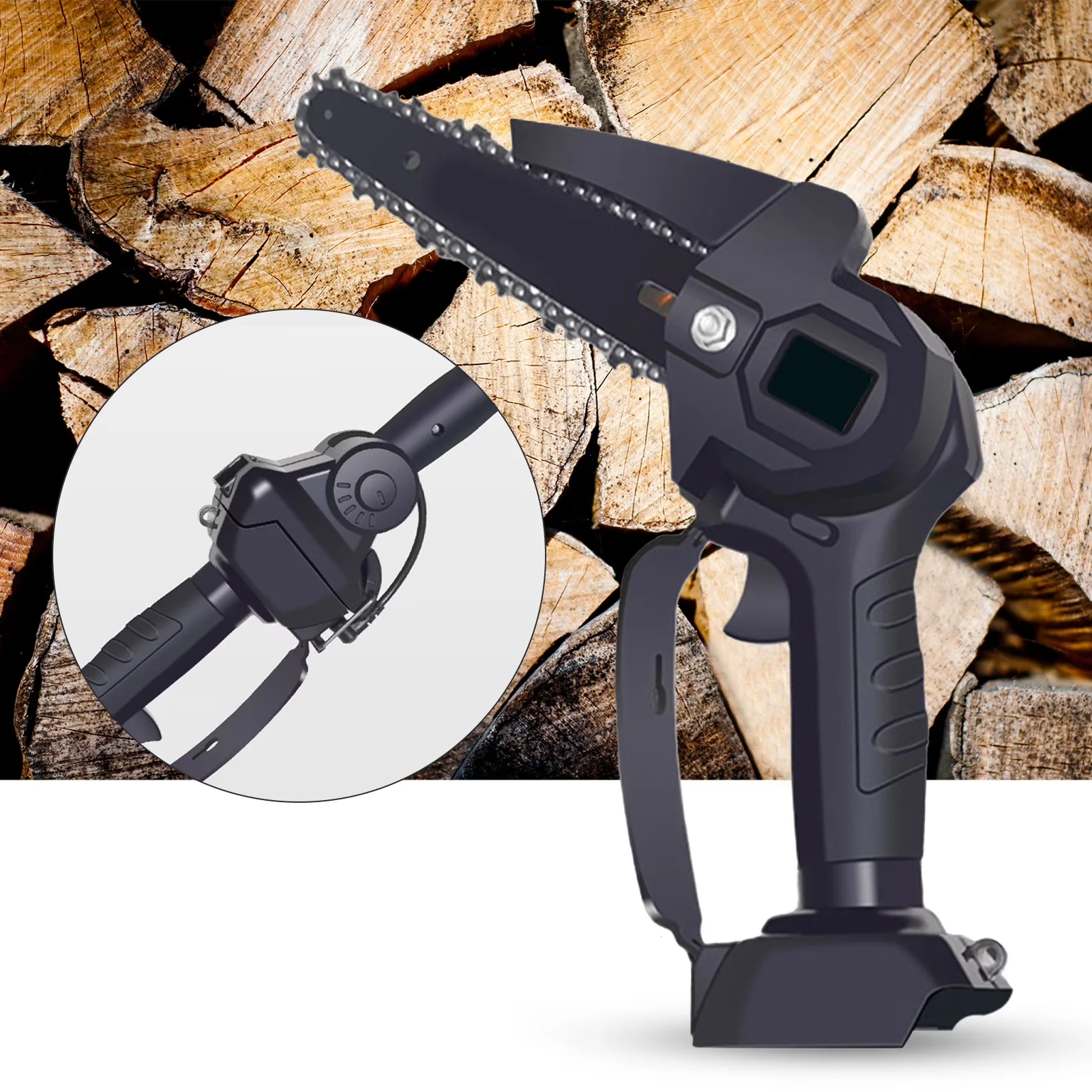 Sleek Pole Saw with Battery, Telescoping, 1 Set Cordless - Black - Space-Saving Design Model D3C83F