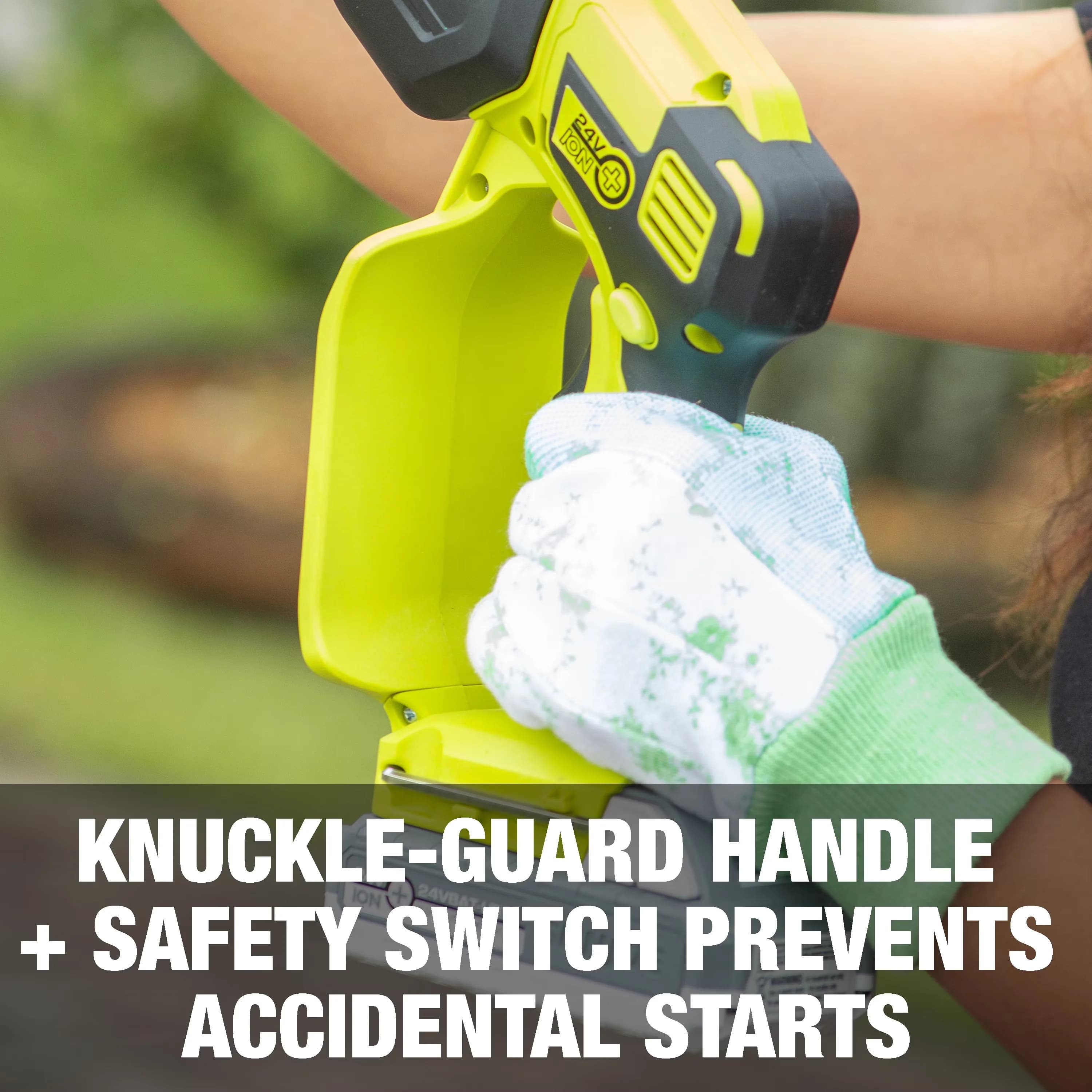 Durable Chainsaw with Battery, 24V, Automatic Chain Oiler - Green for Multiple Applications Model F0EA3C