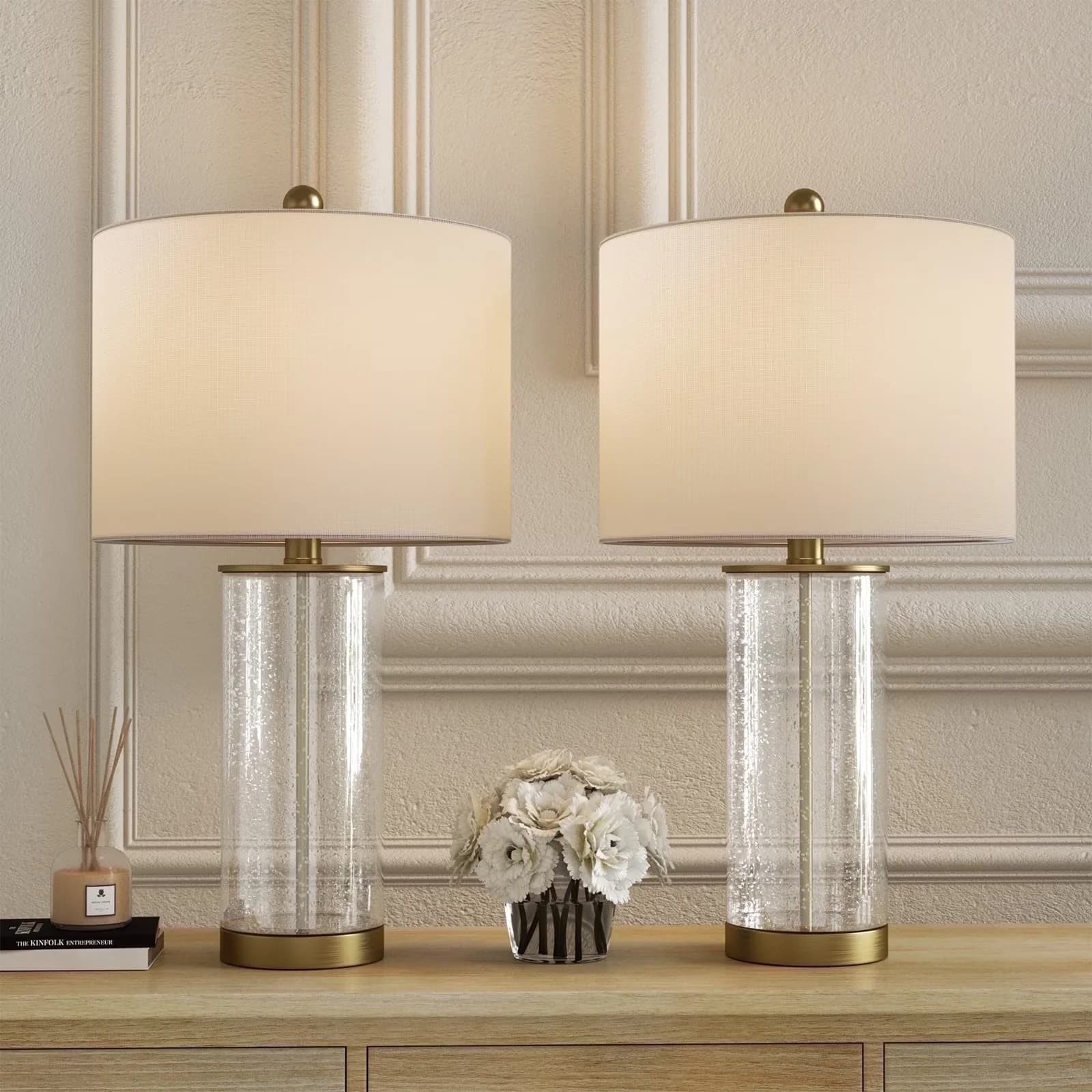 Efficient Table Lamp with Incandescent, Bedside Lamps - Metal|Glass Gold Model 3EF323