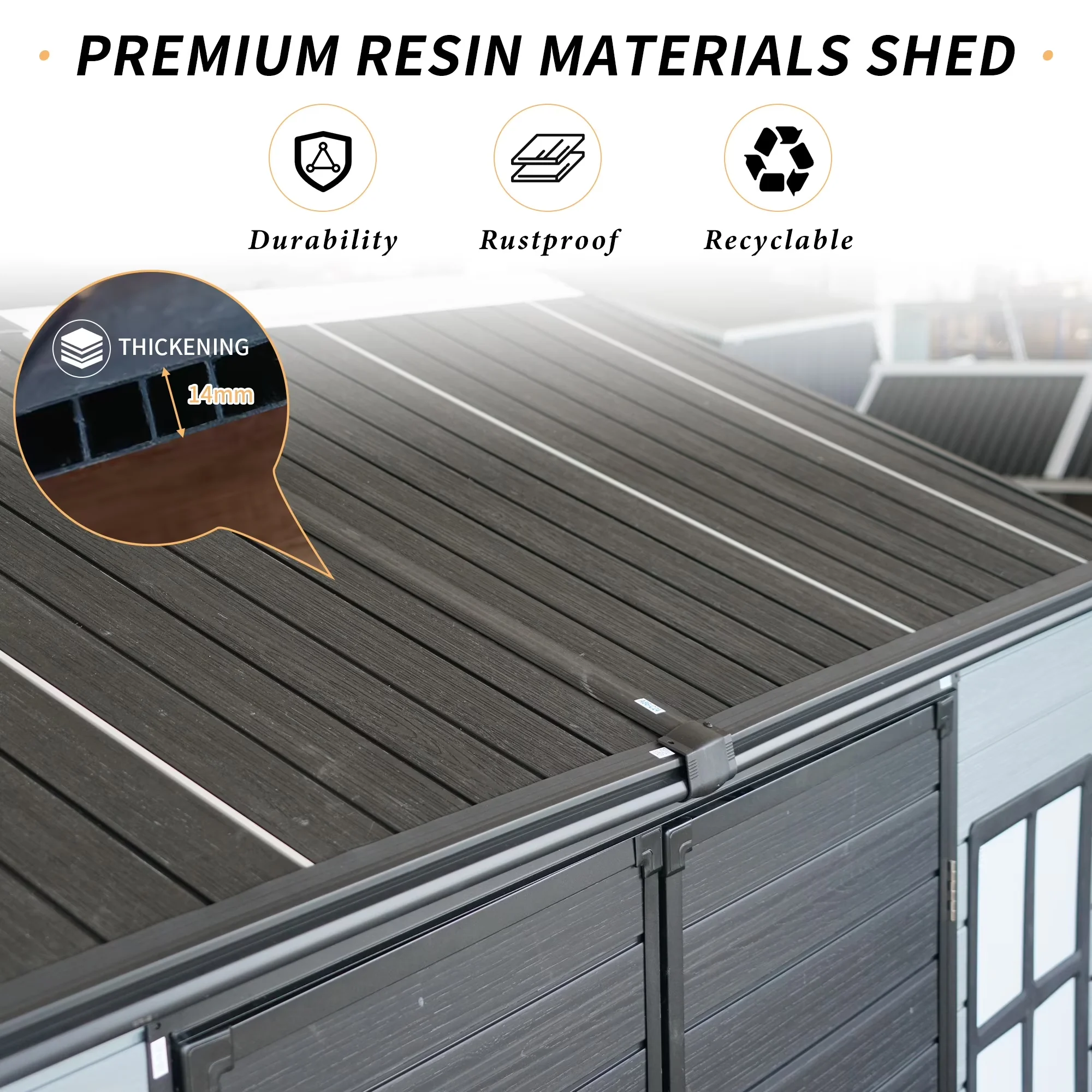 Efficient Shed with Floor&2 Windows, Lockable Door - Polypropylene, Resin, Plastic Model 481262