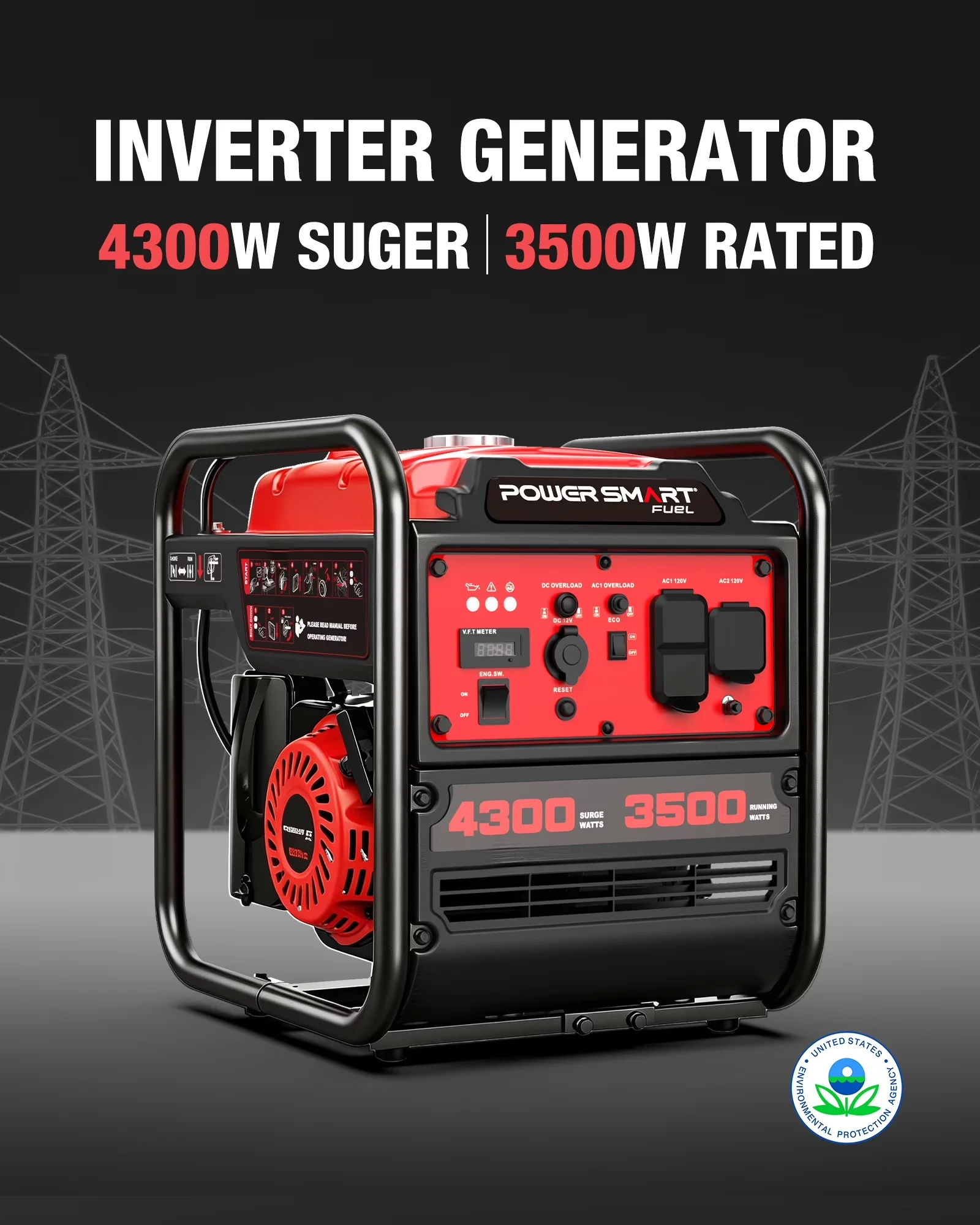 Essential Generator with 4300W, Overload Protection, 4300-Watt Portable Inverter - Model 293B62