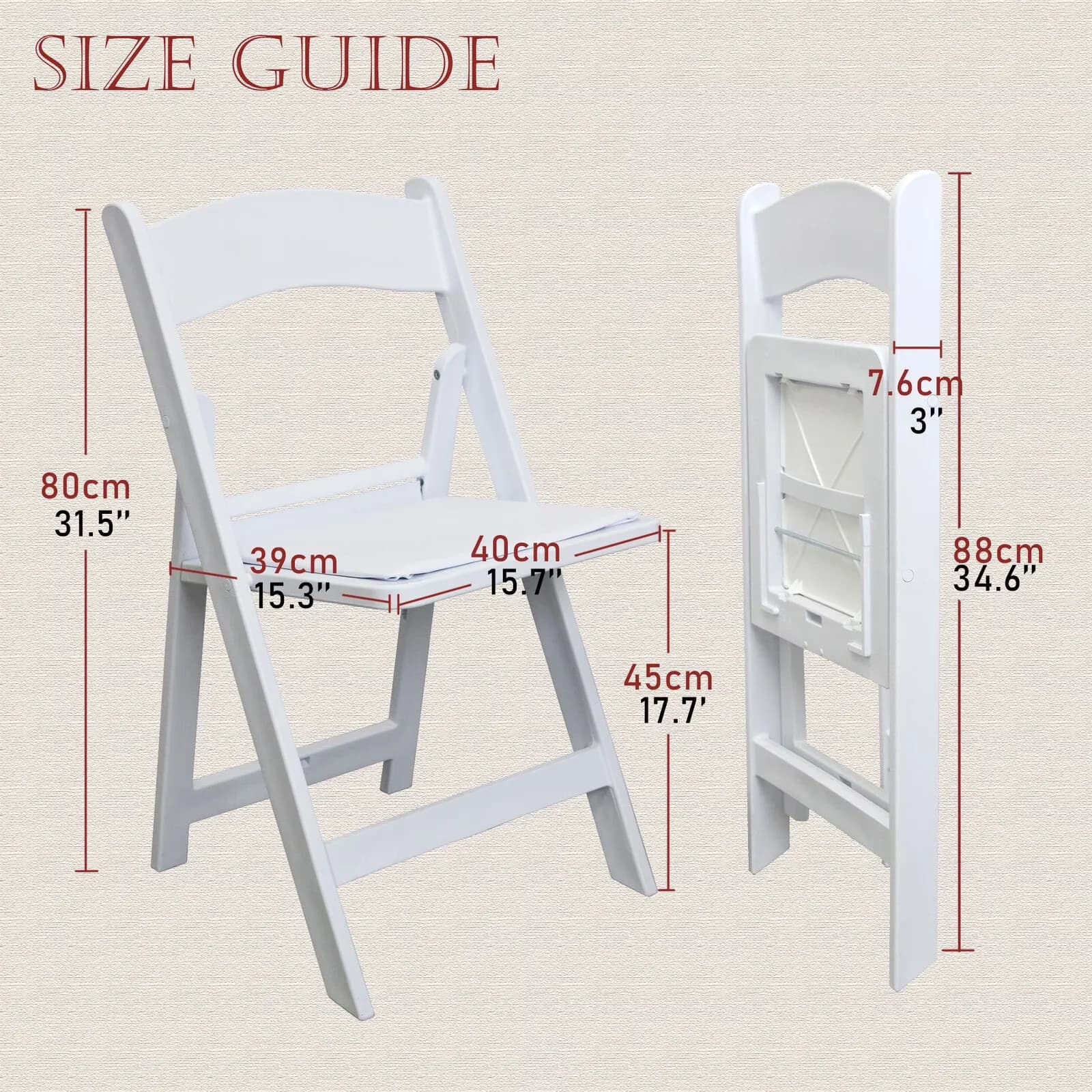 Classic Patio Chair with Waterproof, LIGHT & PORTABLE - White for Party Model 4432C7