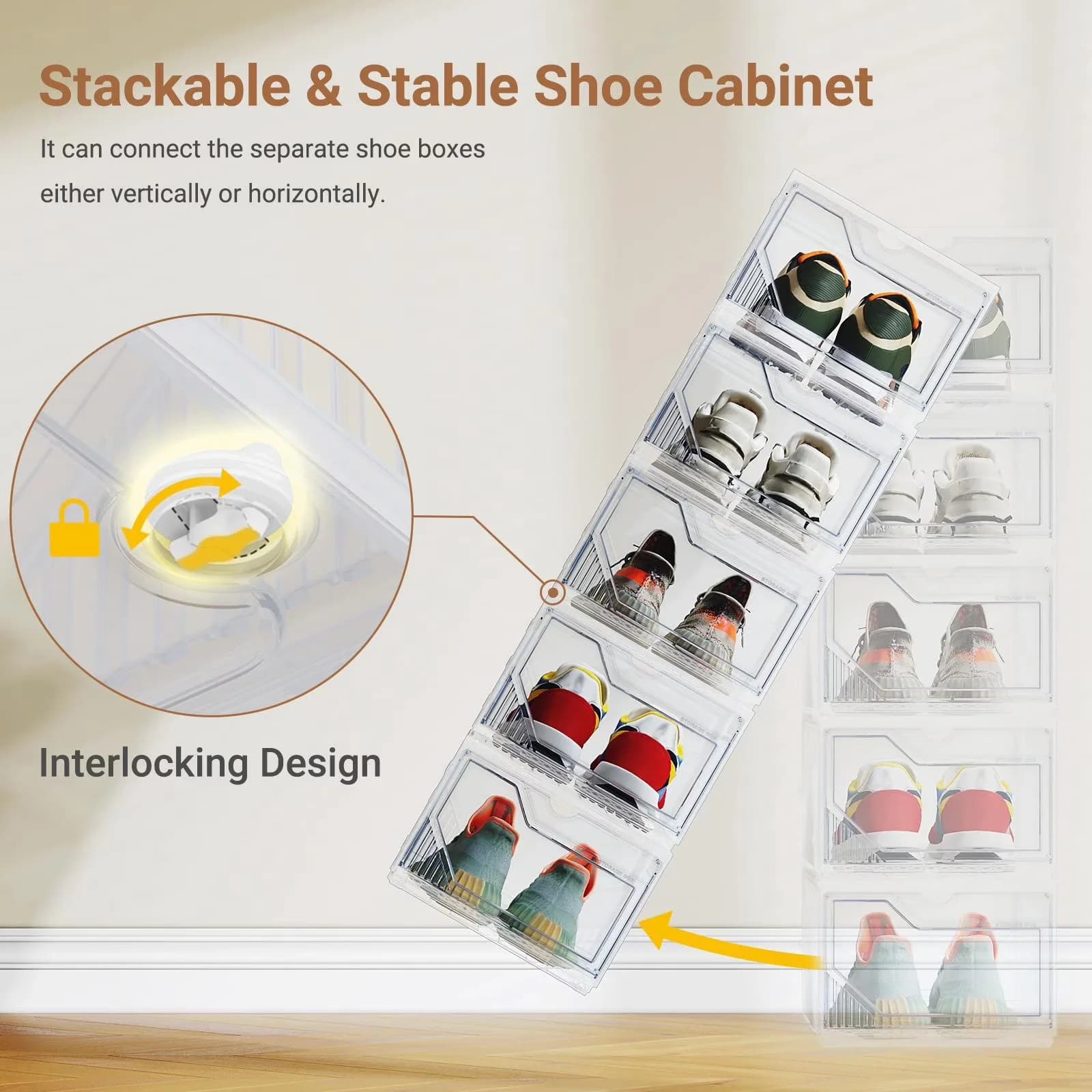 Quality Garage Storage Supply with Stackable, XX-Large Shoe Sneaker Boxes - Plastic+Pet, Plastic Clear Model 5E184F