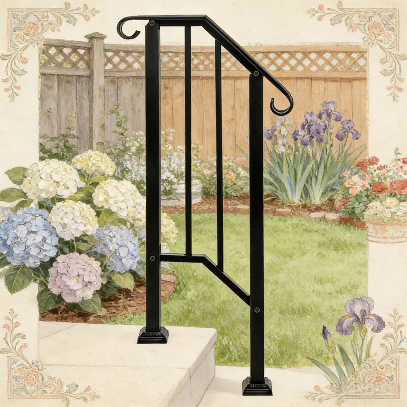 Reliable Building Material with Easy To Assemble, Color: Matte black, Material: Real Iron Metal - Black Wrought Iron Model 94F27A