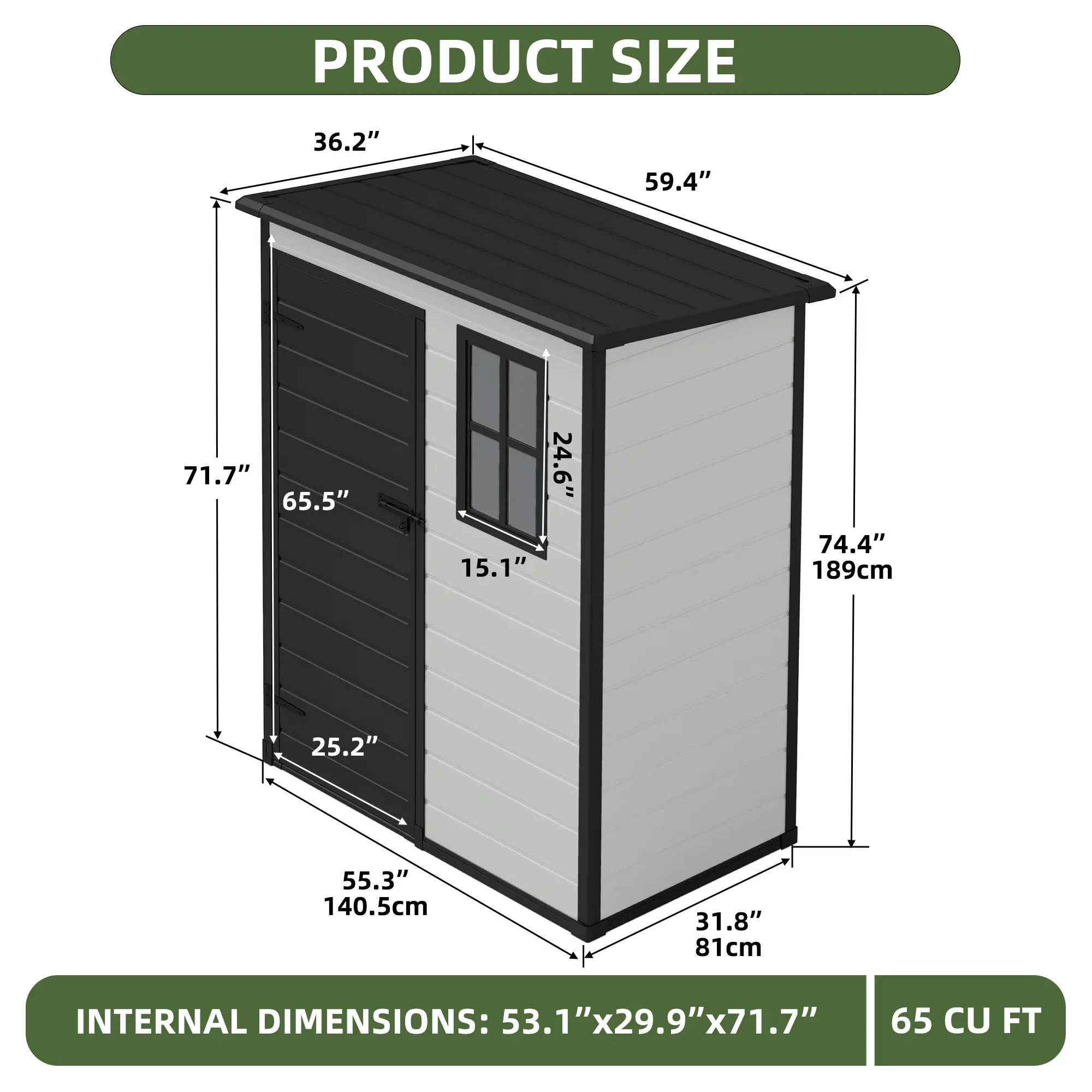Stylish Shed with Waterproof, 5x3ft Resin Outdoor Storage, Window - Resin for Patio Model 844B03
