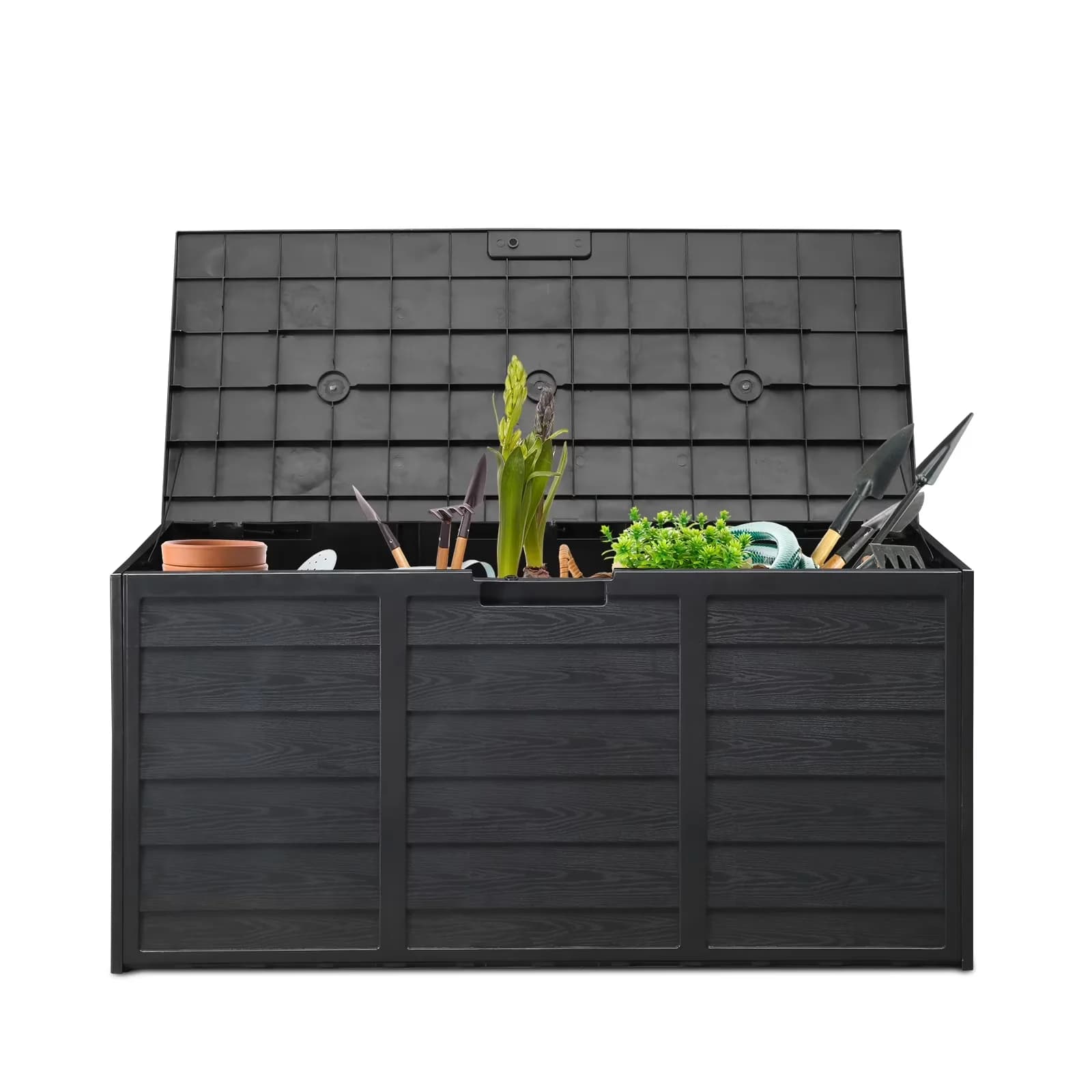 Essential Garage Storage Supply with Lockable, Water-Resistant - Resin Plastic, Resin Black for Garden Model B21141