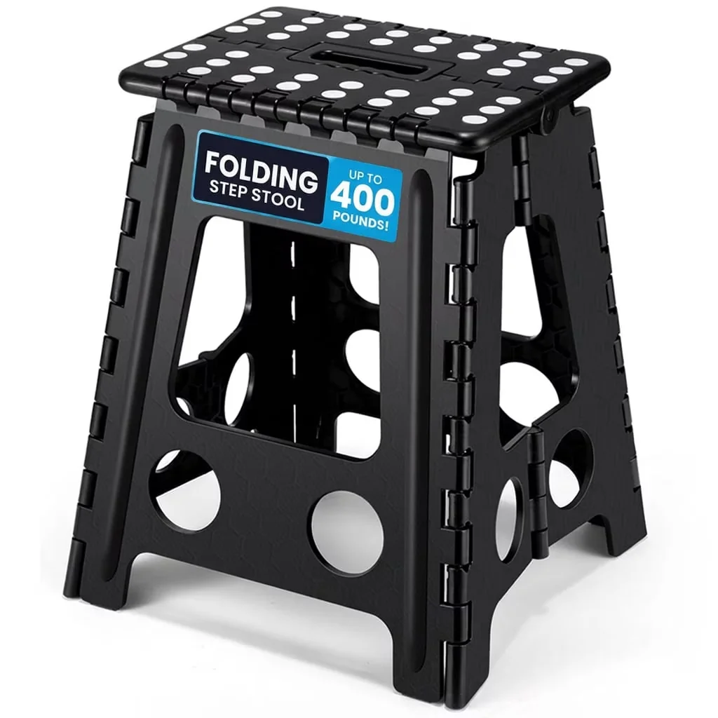 Modern Ladders And Step Stool with Folding 16 Inch, Heavy Duty Foldable - Black Plastic Model BCD435