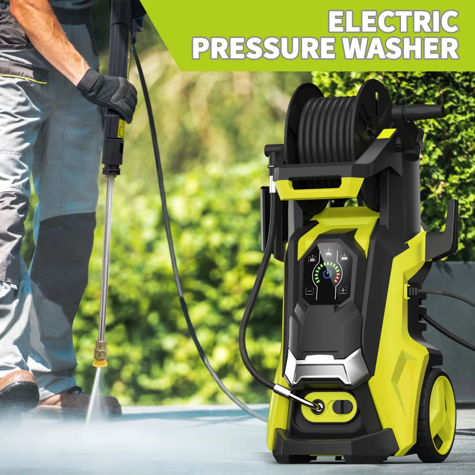 Compact Pressure Washer with Portable Power Jet Cleaner Equipped, 25FT Reinforced High Hose, 2.8GPM Home Electric - Model EE678D