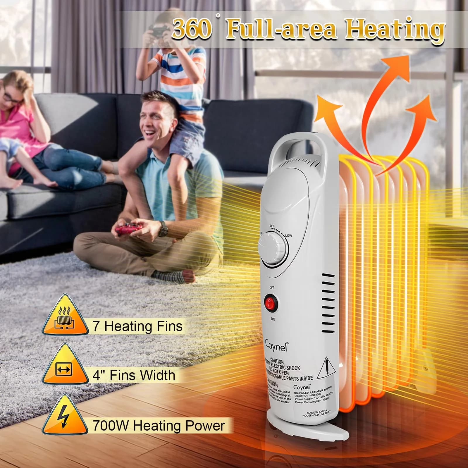 Reliable Portable And Electric Space Heater with 700W, Adjustable, Energy Saving - White Model B332DF