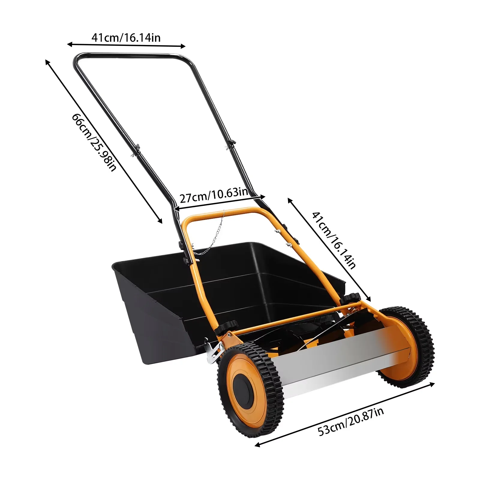 Premium Push Mower with Adjustable Cutting Height - Orange 2-IN-1 - Quality Construction Model 6F0DD9