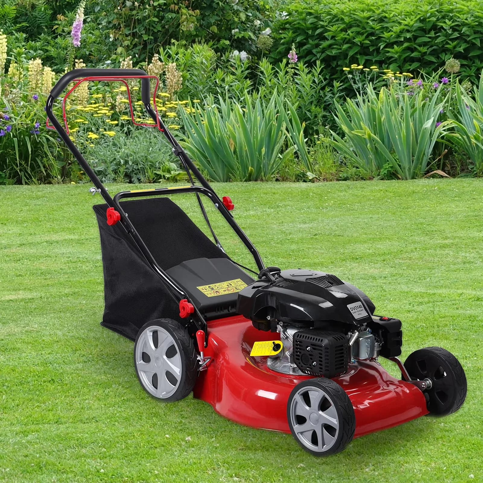 Classic Push Mower with Folding Handle, Self Propelled Lawn, Bagging - Red Model 32A689