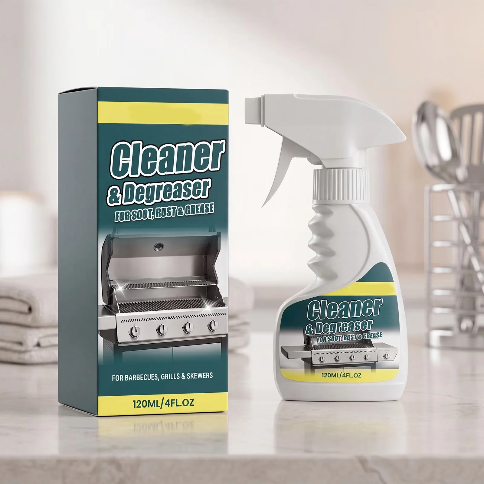 Innovative Combo Grill with Fume Free Fast Acting, Grill Cleaner Spray Heavy Duty - Model 4EAFD9