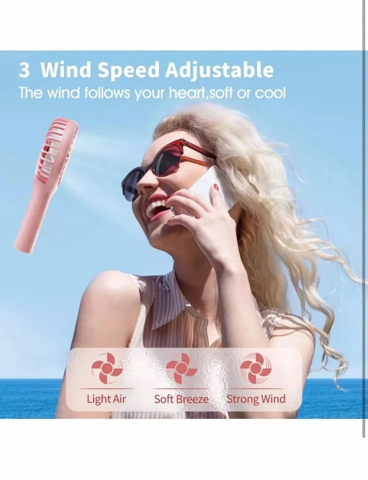 Fans In Cooling Durable with Battery, Mini Handheld Fan Portable, Easy to use and practical for everyone. - Model F76F64