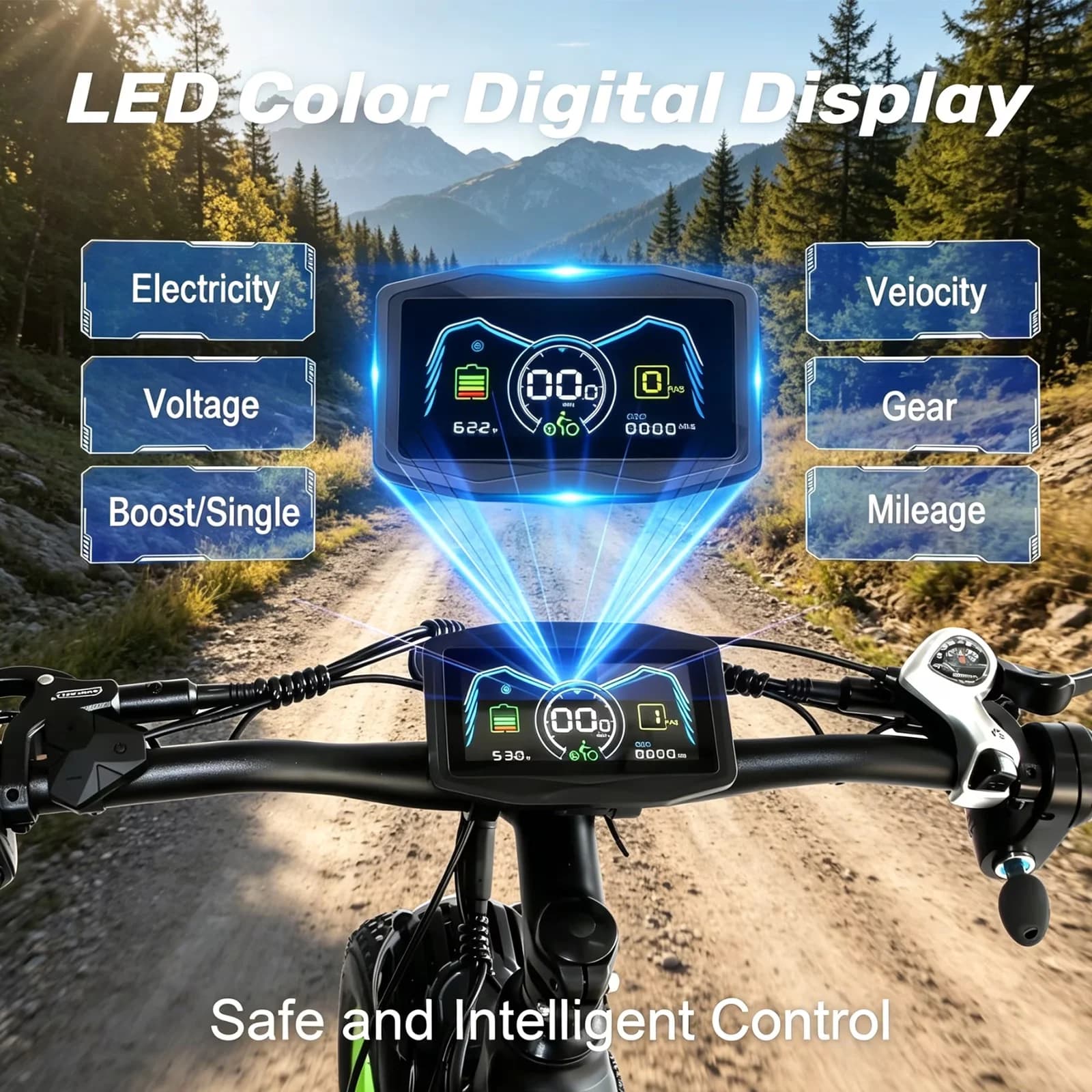 Modern Electric Bike with Battery, 5000W, 5000W (Peak) Electric-Bike - Blue Model EB409E