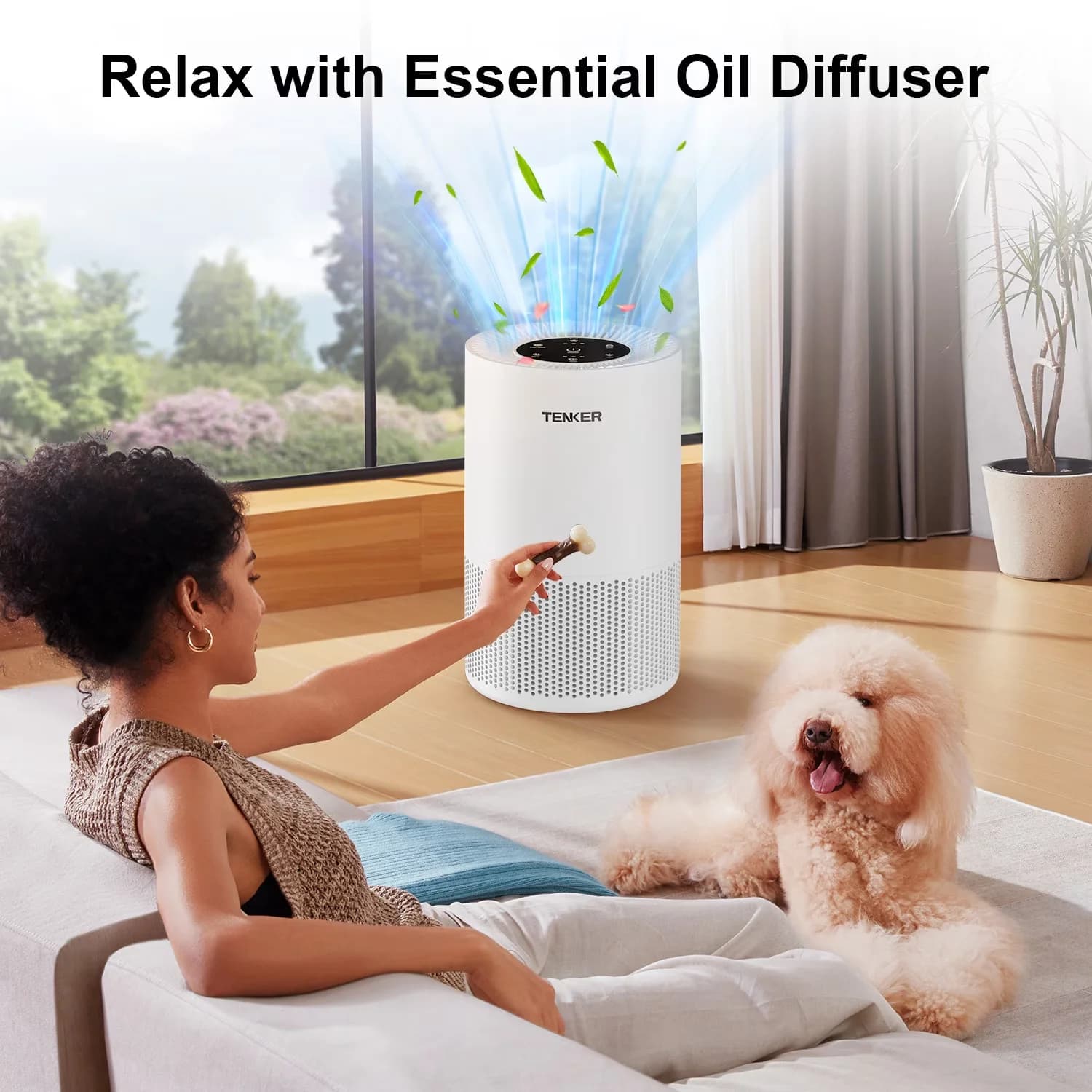 Stylish Air Purifier with Filter Change Indicator, Variable Speed - White for Home Model EF1EF8