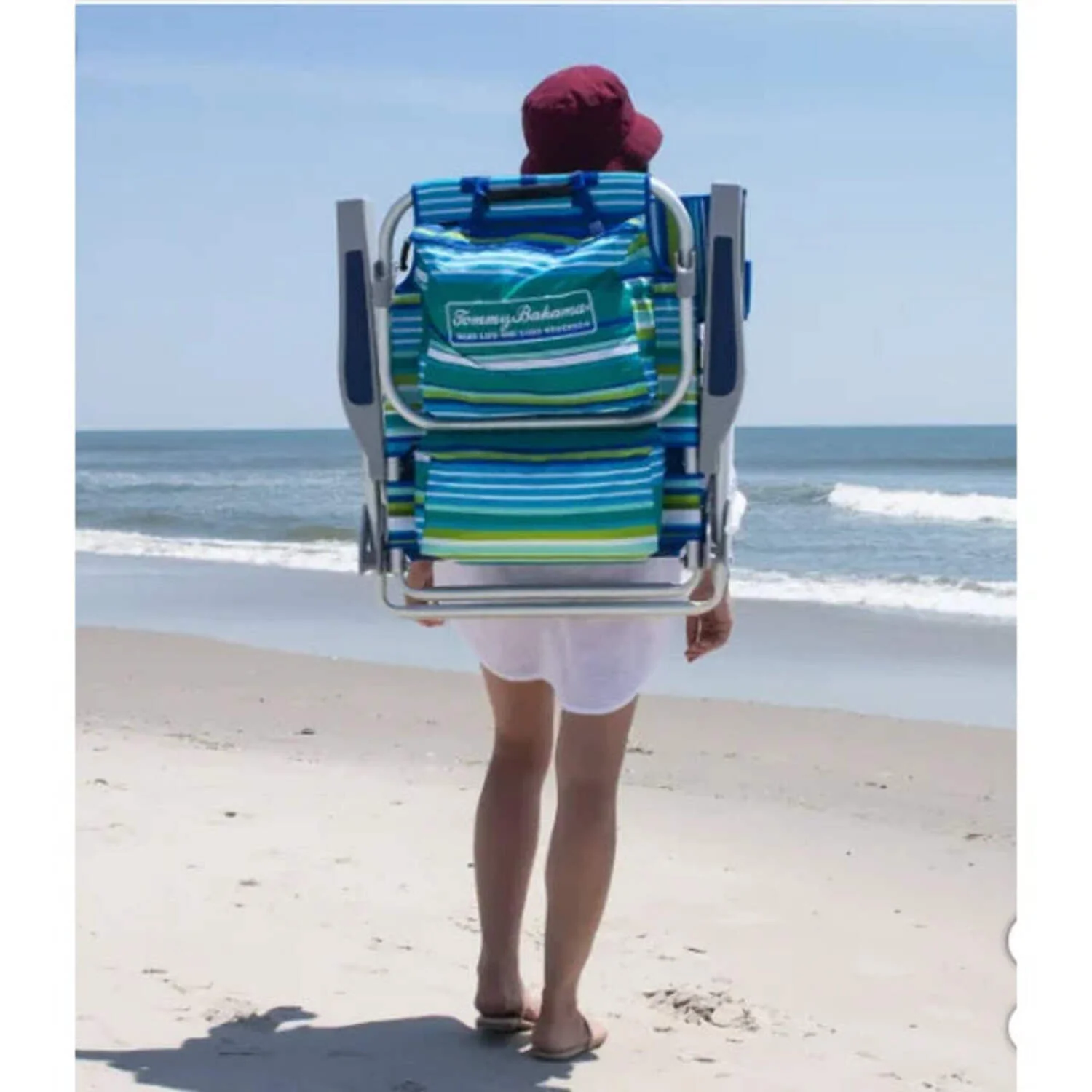 Classic Beach Chair with Adjustable, Folding, Safety Locking Hinges on Rear Legs - Multicolor Model CFC75C