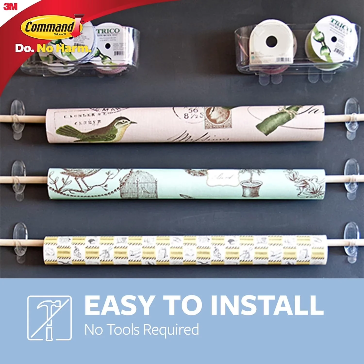 Compact Damage-Free Hanging with Easy-To-Use, Supports 4 Lb - Blue Plastic Model 032DFF