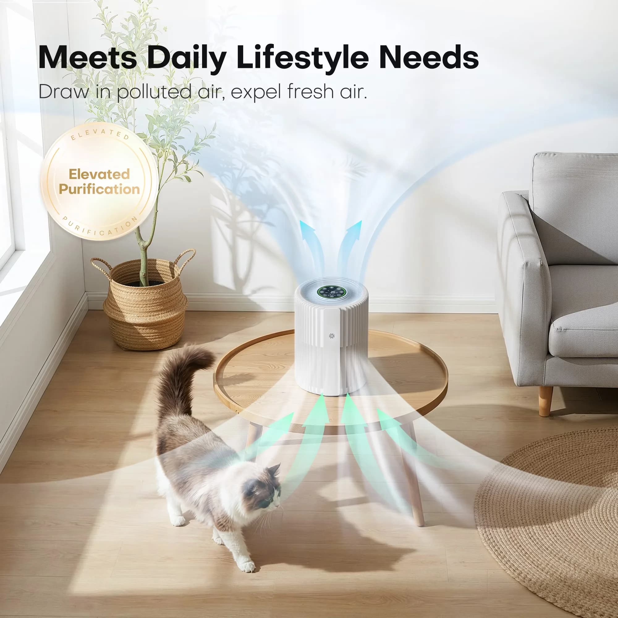 Versatile Air Purifier with Automatic Shut-Off, Filter Change Indicator - White for Home Model 534F48