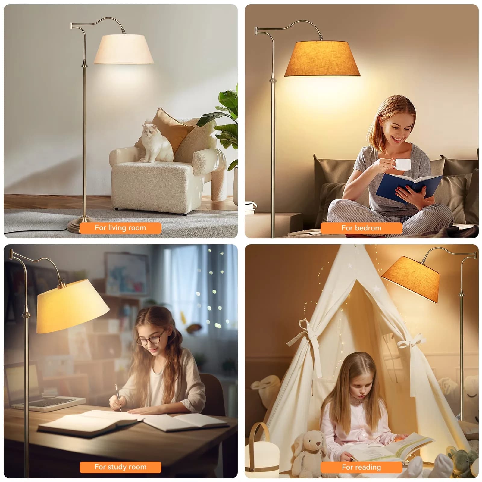 Efficient Floor Lamp with Minimalist, Standard Lamps, Dimmable - Metal Black Model CB76D5