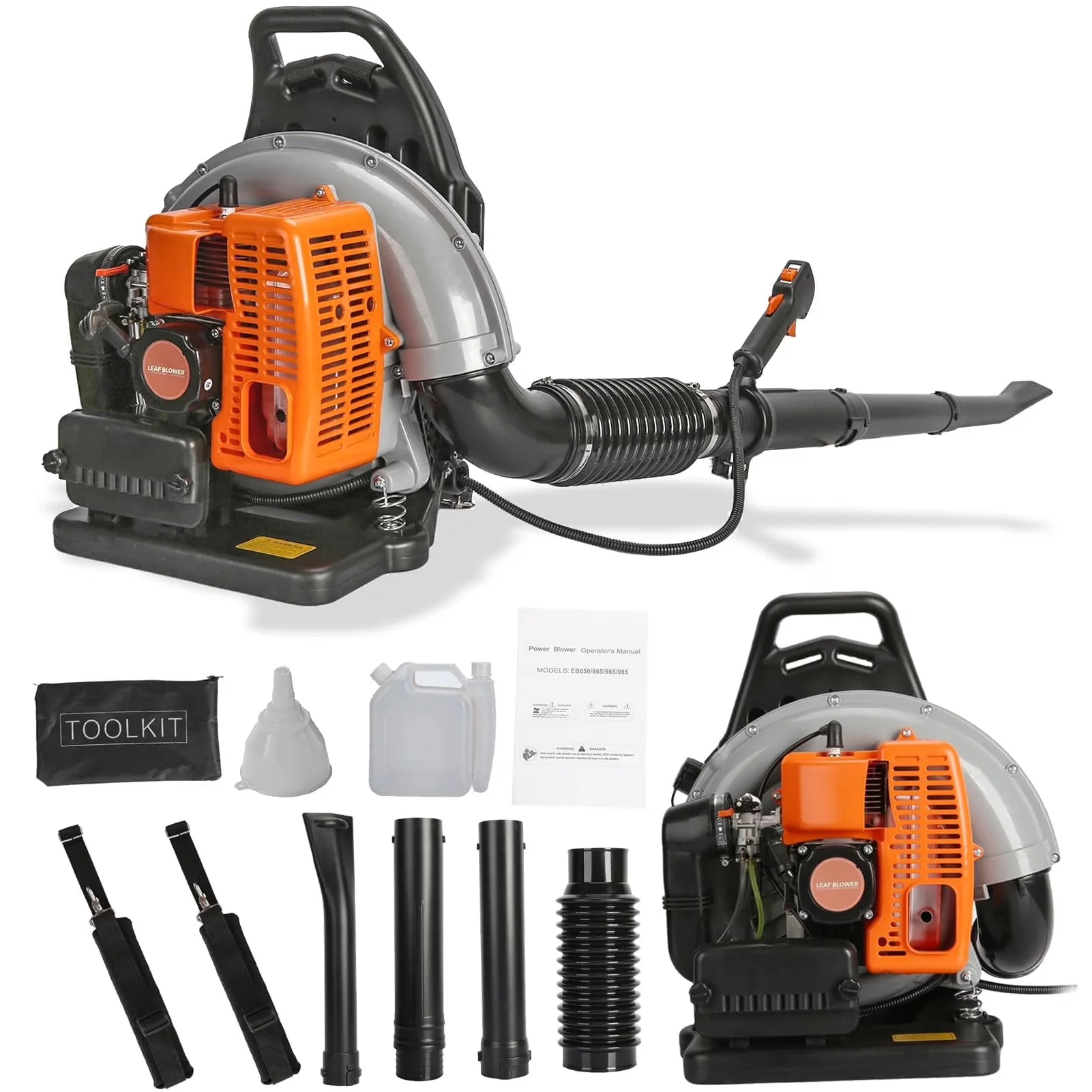 Leaf Blower Essential with Grass Lawn, 63CC 3HP 2 Stroke Backpack Gas Powered for Commercial - Model 8D33E7