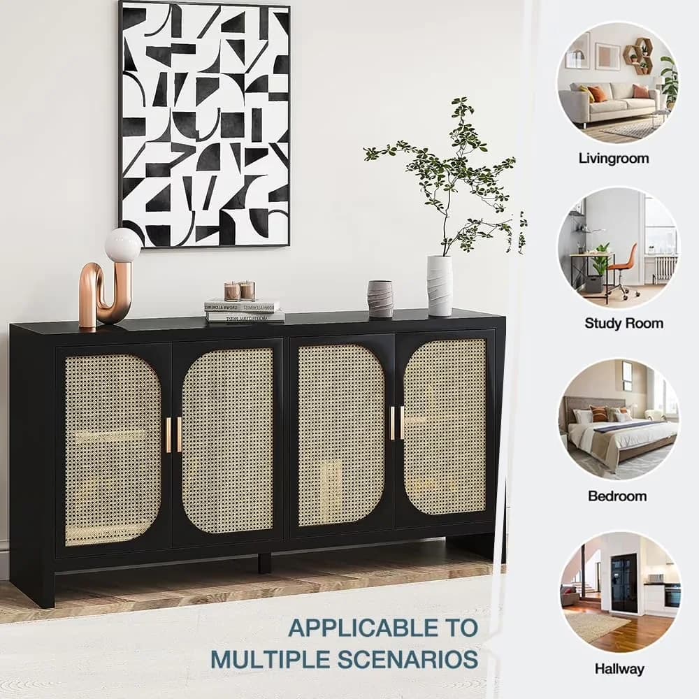 Premium Kitchen Renovation with Bohemian, Storage - Black Medium Density Fiberboard Model 43B3C4