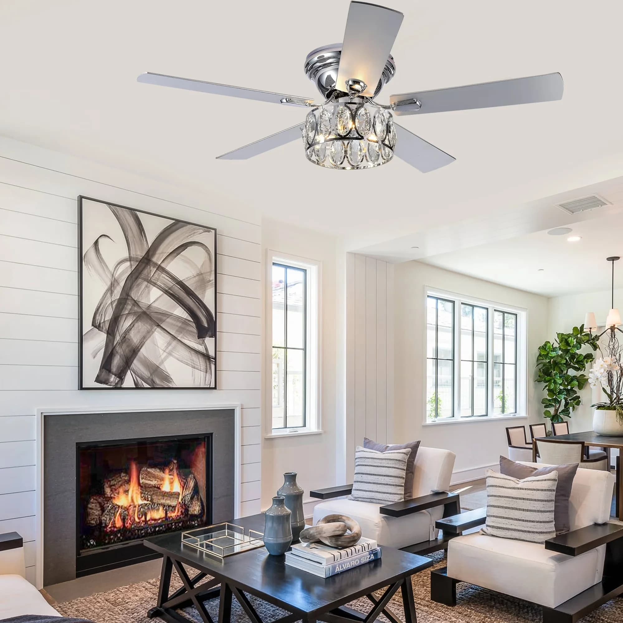 Versatile Ceiling Fan with Incandescent, Reversible Blades, Farmhouse - Silver Model 473ADA