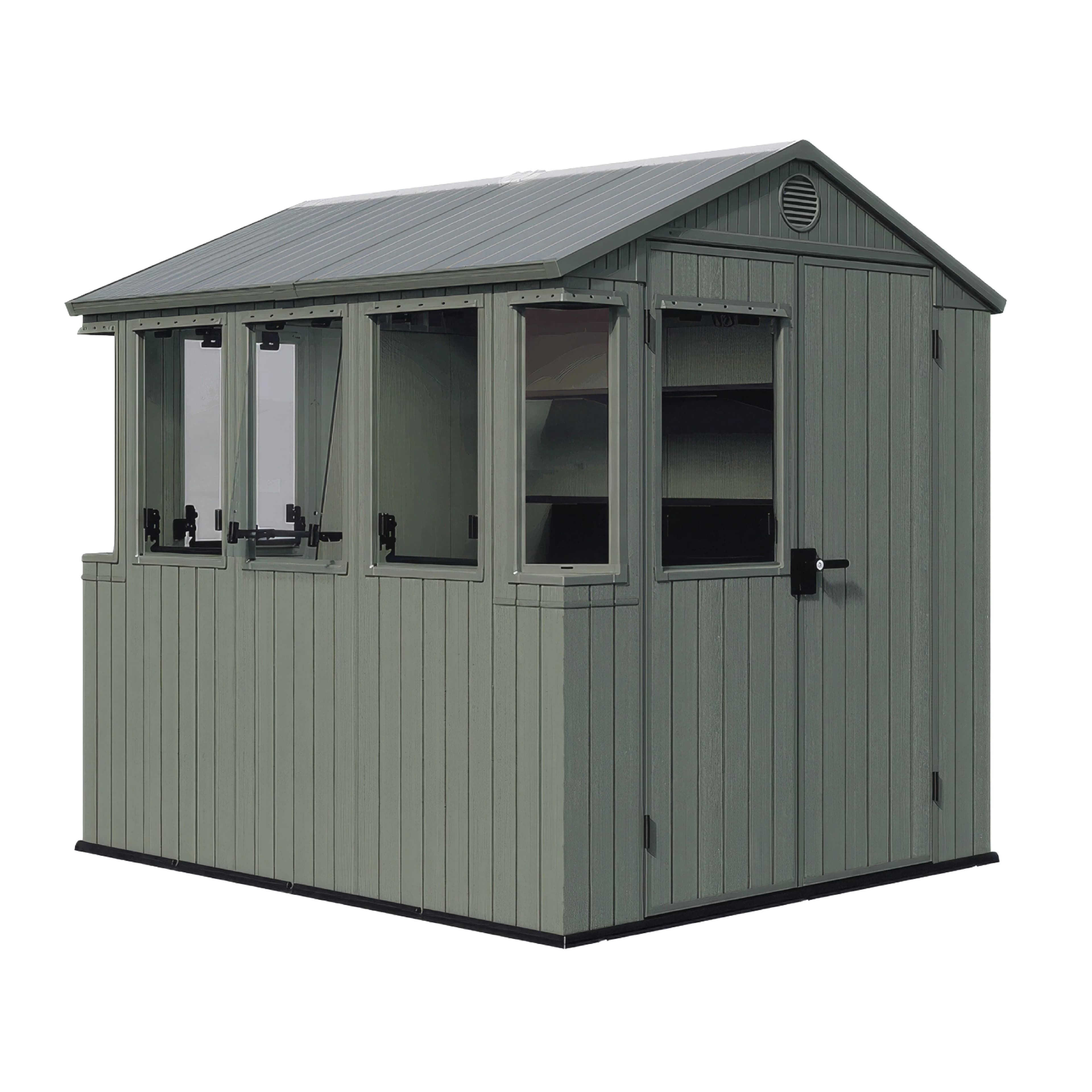 Innovative Shed with Rot Resistant, Lockable Door, Uv Resistant - Green Resin, Aluminum Connectors Model 030C78