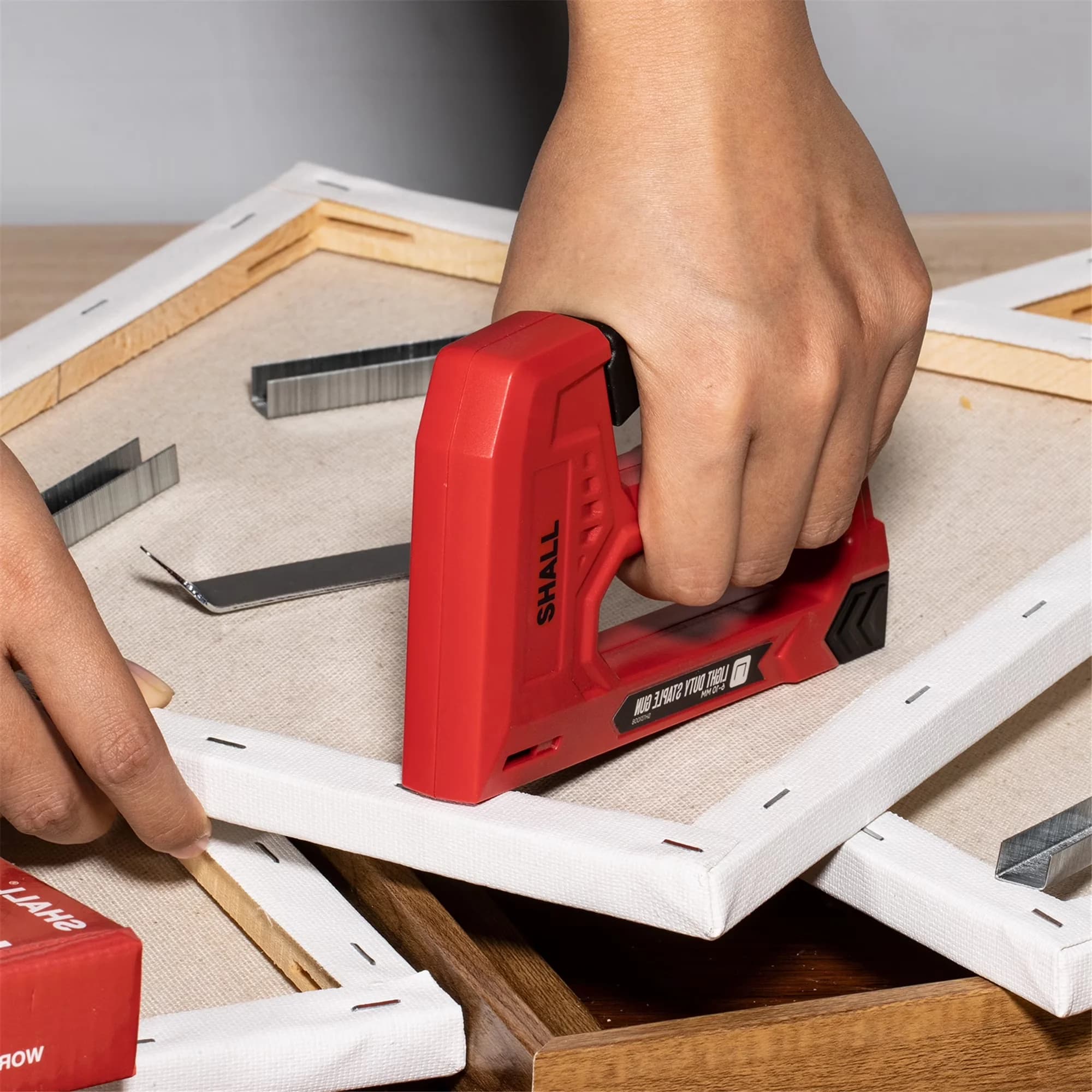 Efficient Power Tool with Light - Duty, Light Duty Staple Gun - Red JT21 Model 8ADD9E