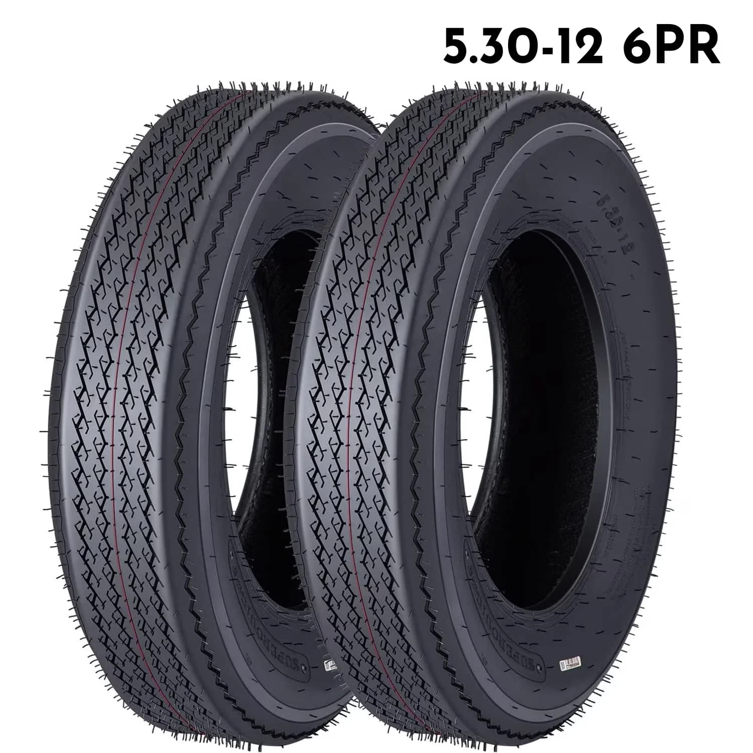 Trailer Tire Innovative with Anti-Skid, Tread Type: Non-Directional, 5.3-12 5.3x12 530-12 5.30-12 Tires - Model CF2959