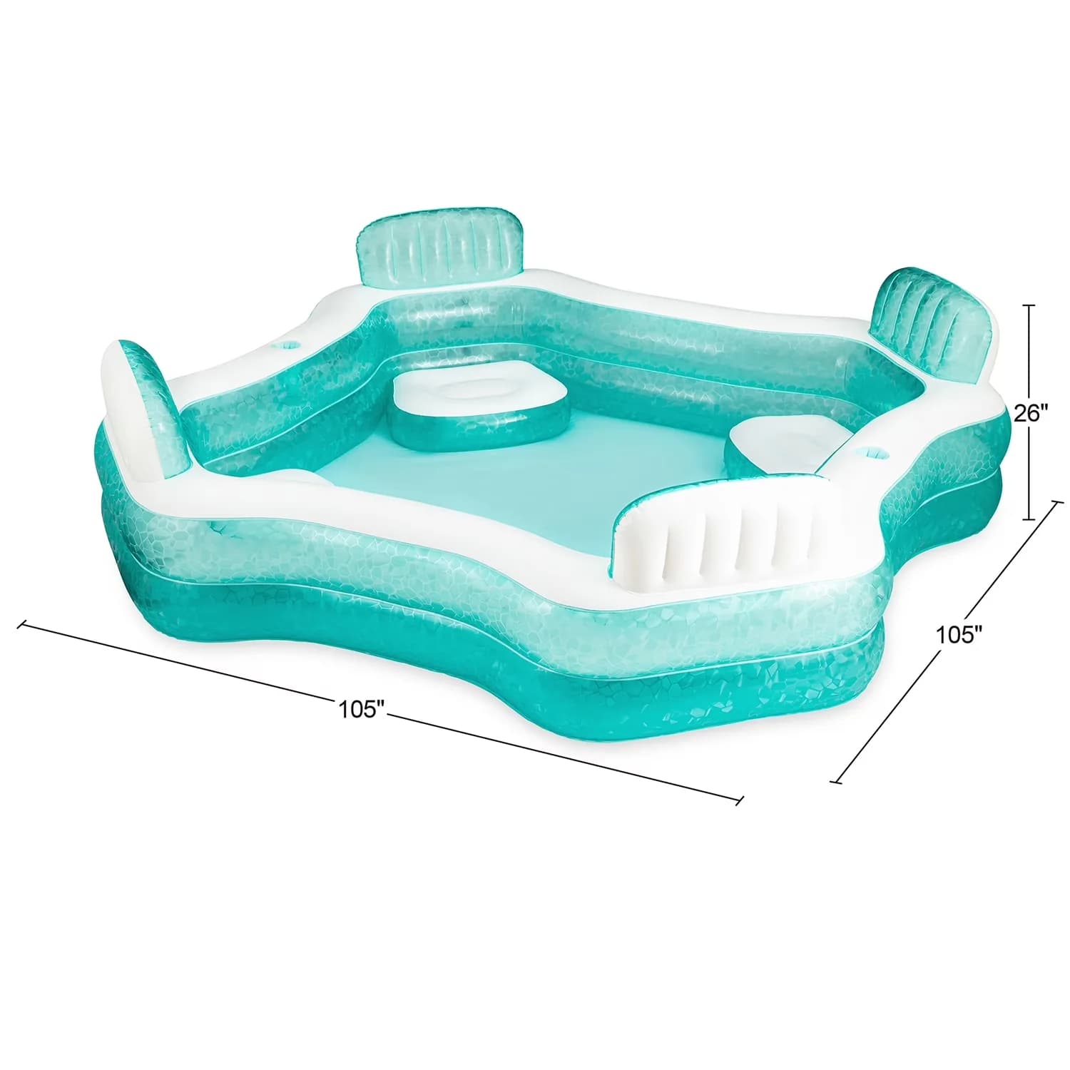 Compact Inflatable Pool with Age 6 & up, Family Swimming, Rectangular - Blue Model 452024