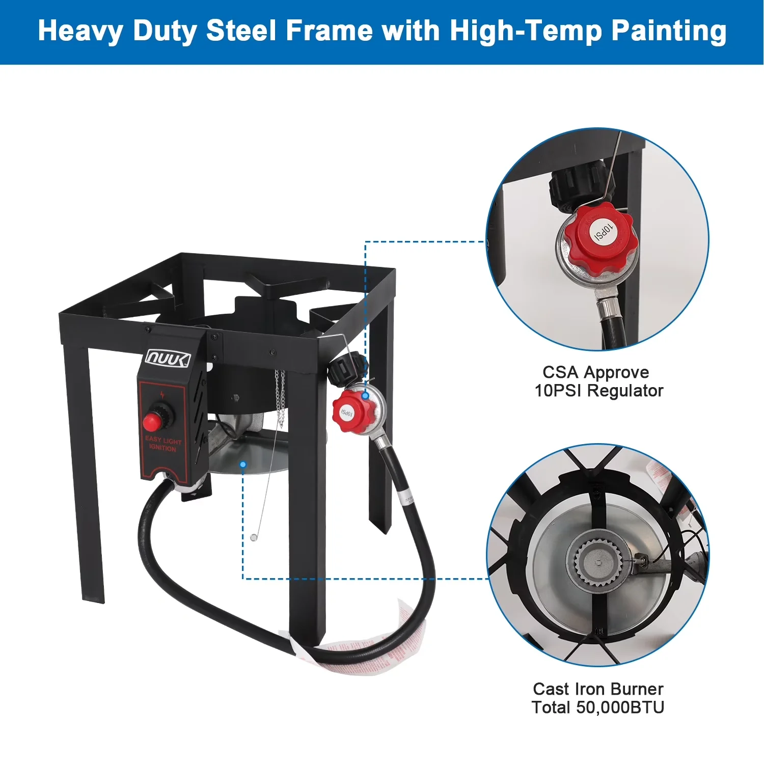 Reliable Outdoor Fryer with 50000 BTU, Propane Burner 50000 BTU - Black Aluminum, Steel Model 59F247
