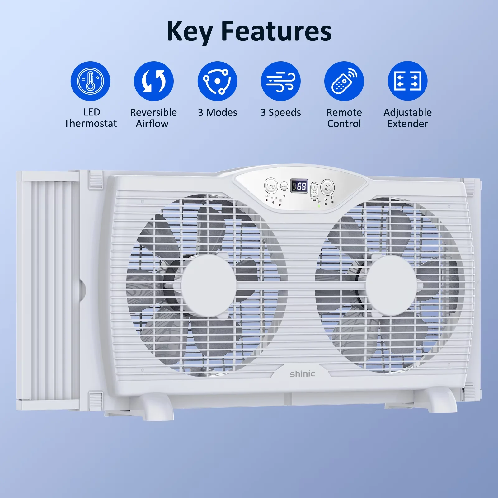 Efficient Bathroom Renovation with Remote Controlled, Thermostat, 9" Twin Window Fan - Pp White Model 684853