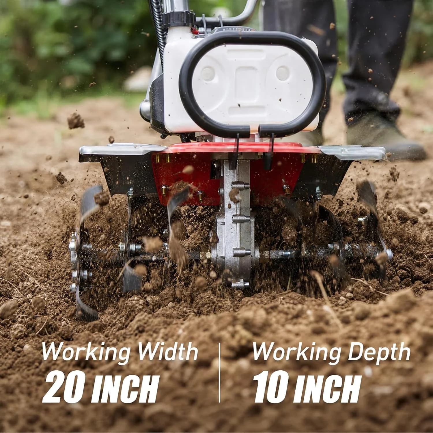 Trillers Cultivator Quality with 6-Position Adjustable Height, Gasoline Powered Garden Tiller, 4-Stroke Gas Tiller - Model 36103C