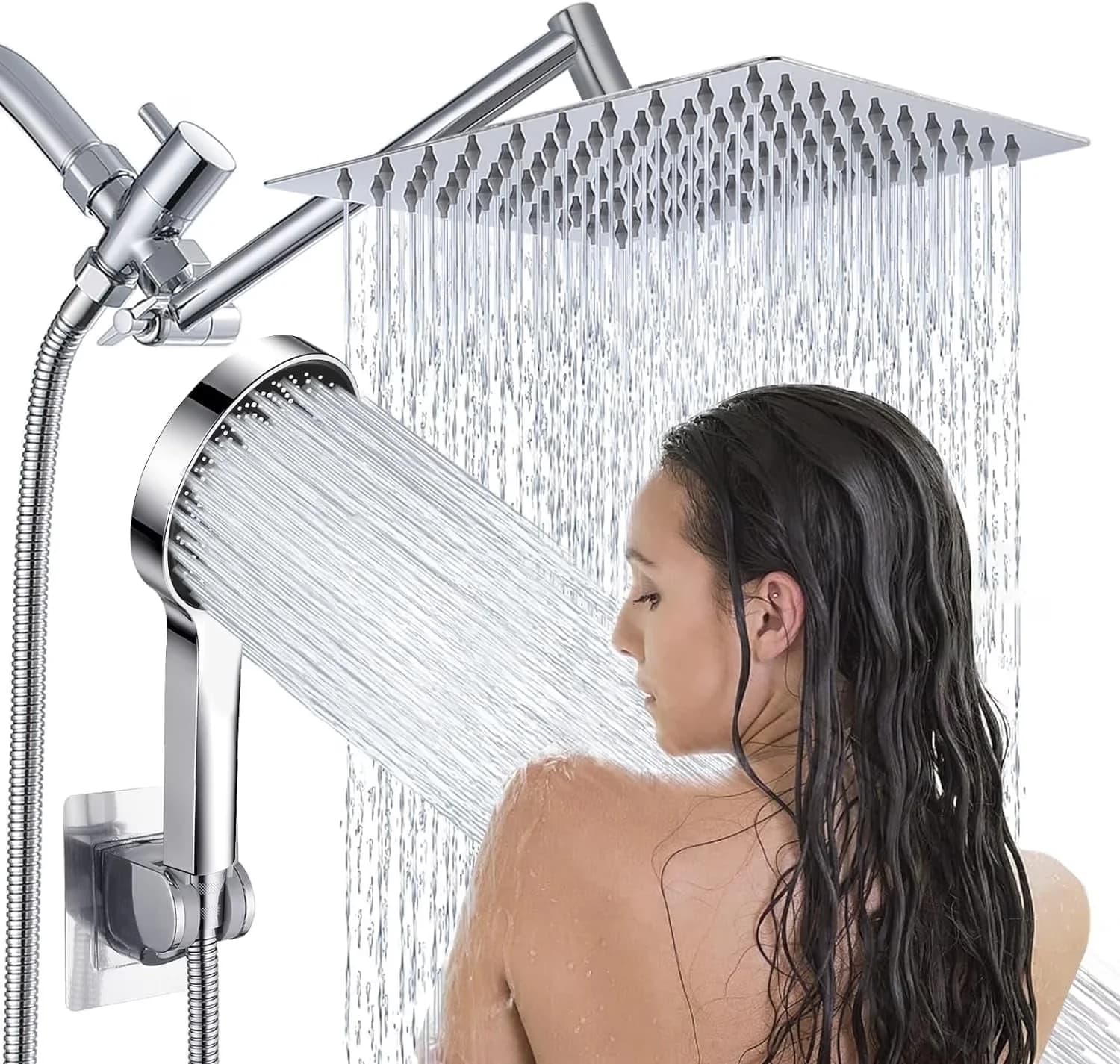 Shower Head Reliable with Adjustable, Adjustable Tip Height, Combo - Silver Model 31C732