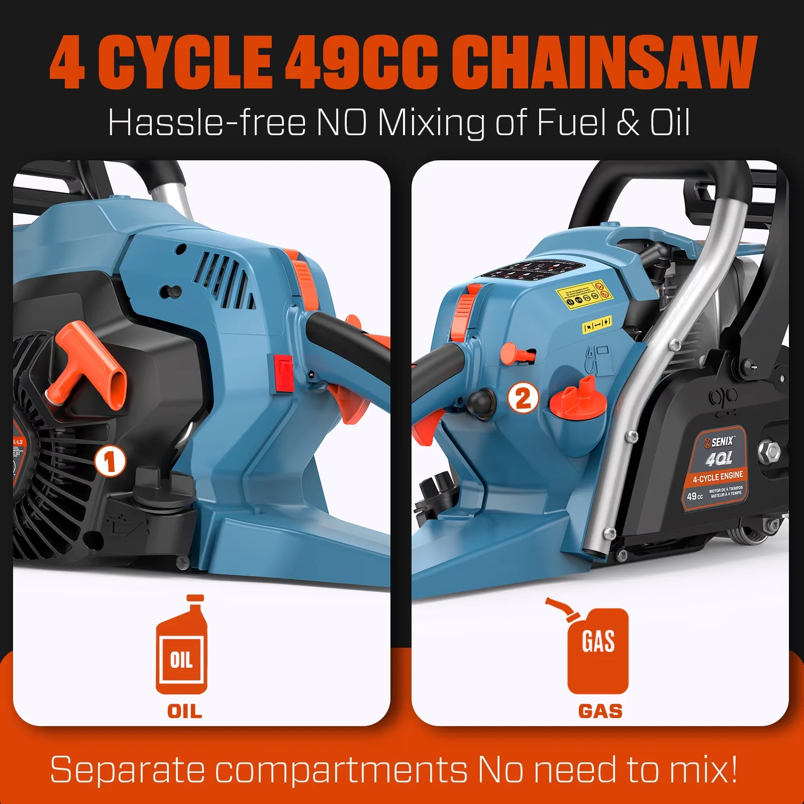 Versatile Chainsaw with Automatic Chain Oiler, Trimming Branches Engine, 18-Inch Oregon Bar and Chain - Blue Model 8072FF