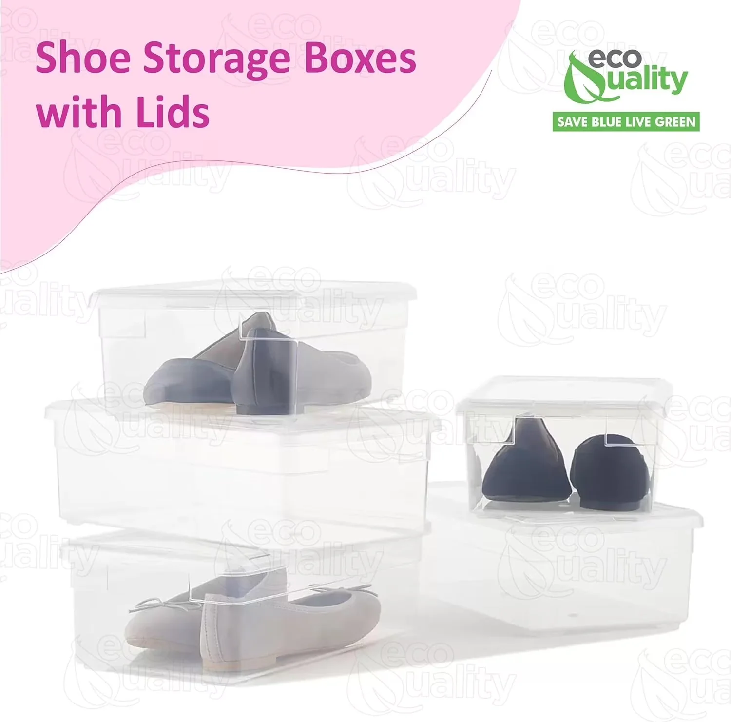 Efficient Garage Storage Supply with Stackable, 192oz Plastic Shoe Box Container + Lid - Transparent Plastic for Home, Office Model FB484F