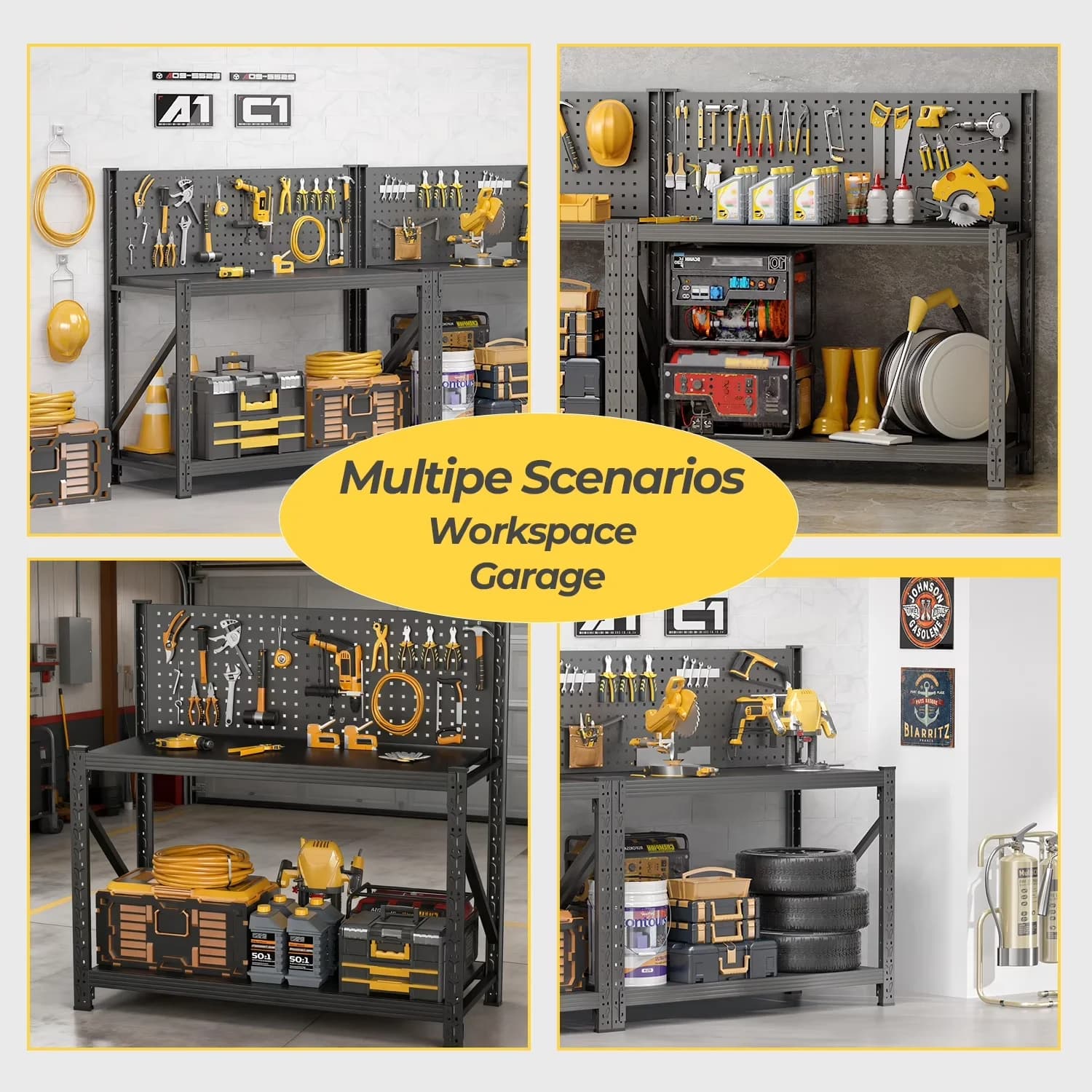 Toolstorage Compact with Tool Organizer, Tool Cart, Work Bench - Black Metal Model DE2D26