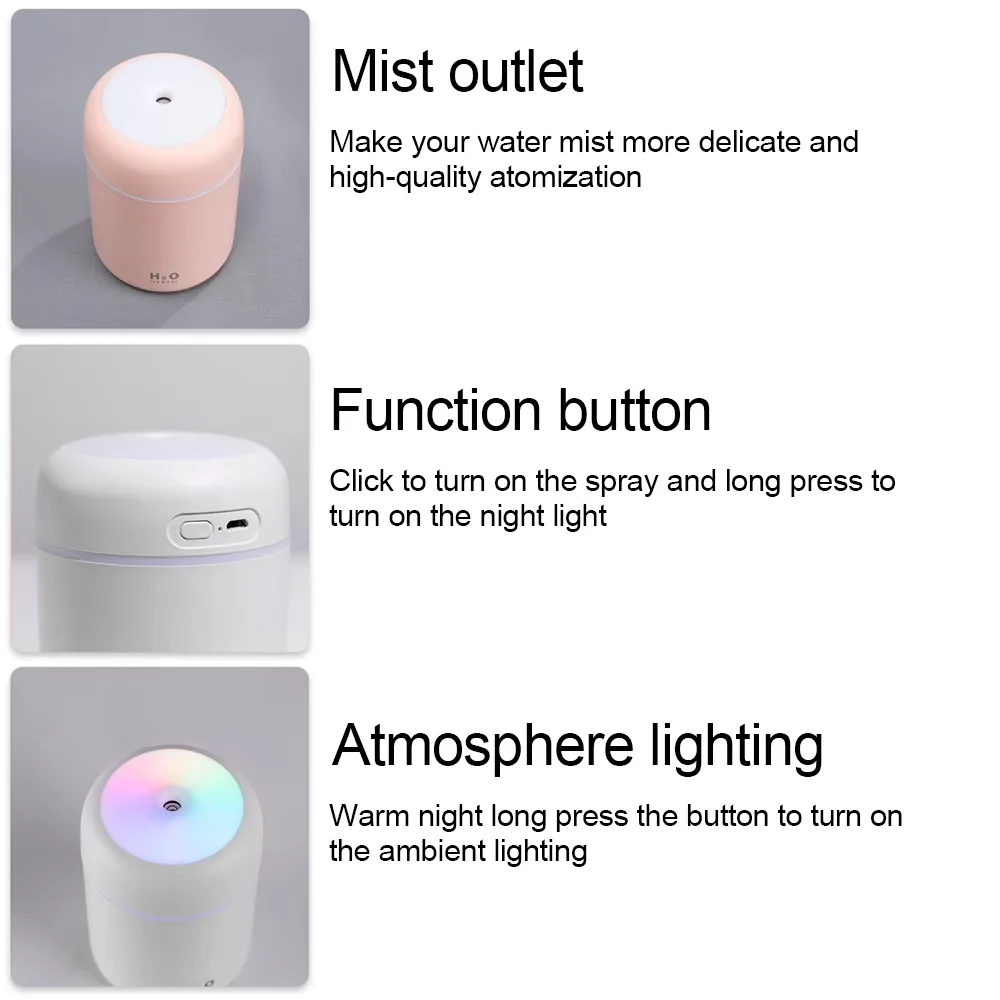 Stylish Humidifier with Night Light, Main Highlights: - Abs, Pp, Silicon White for Car, Office Model 55B775