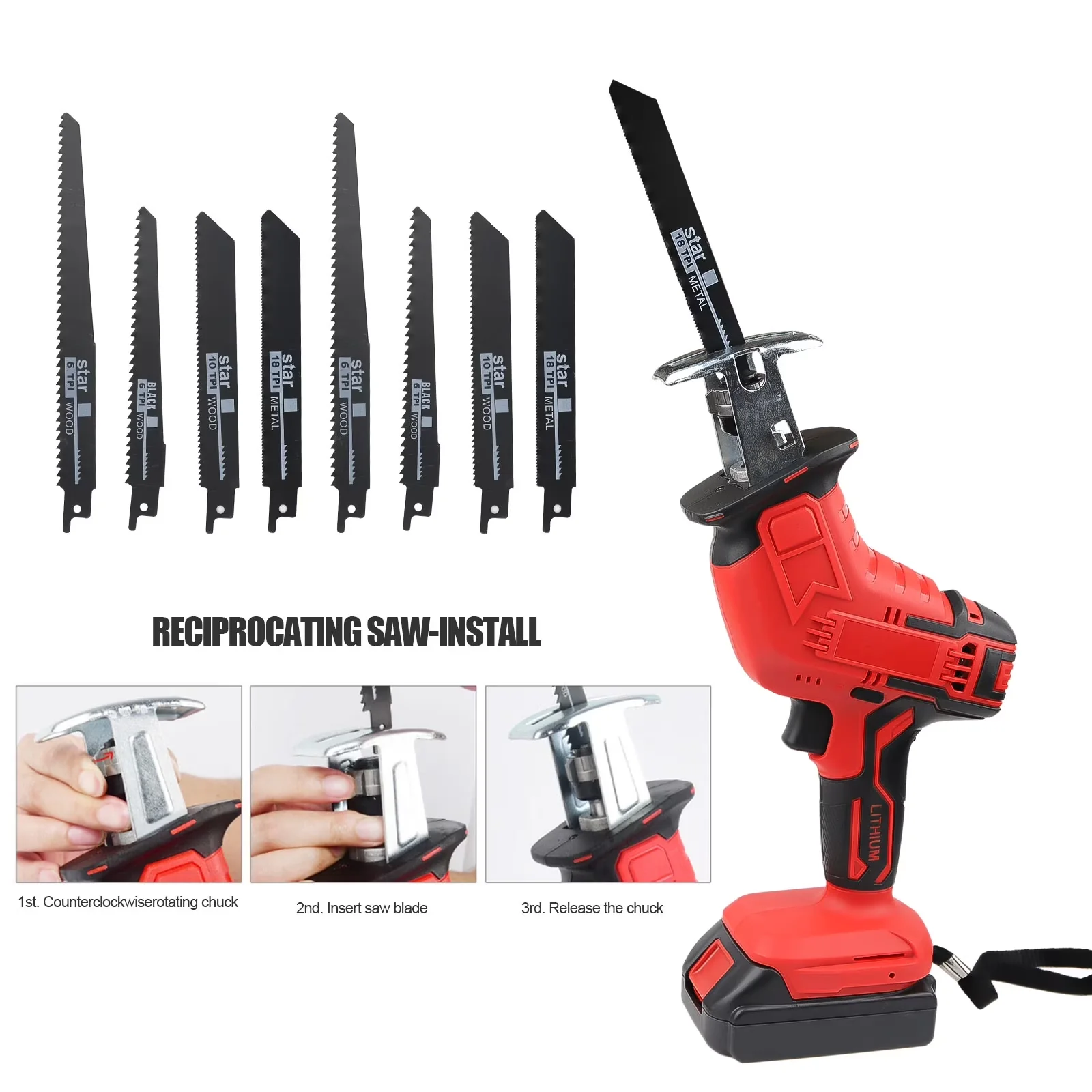 Modern Power Saw with Battery, LED, 2 Rechargeable Battery - 24V - Industrial Grade Model 408C89