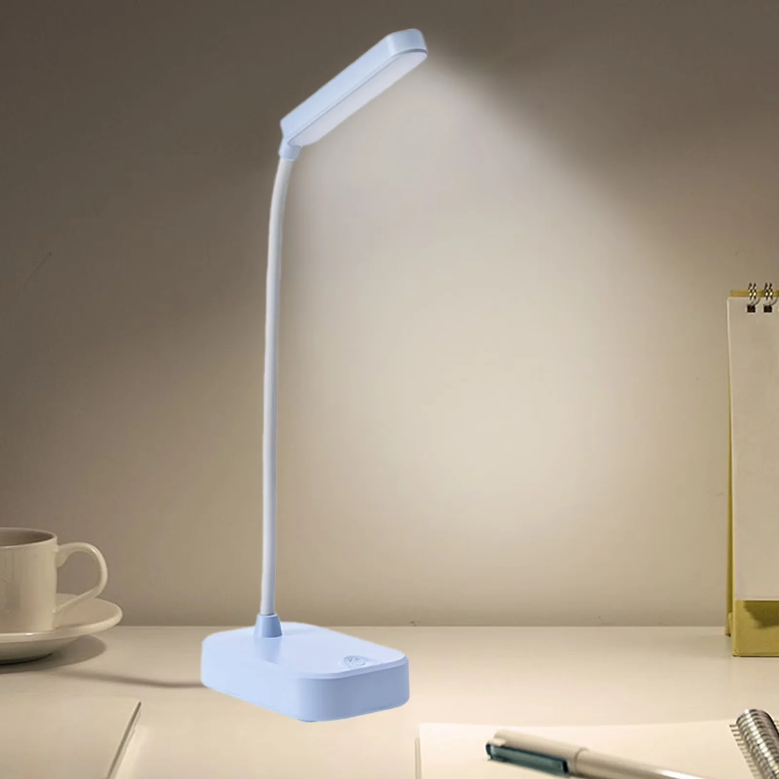 Desk Lamp Modern with LED, Battery, Dimmable - Blue Plastic 4x9 - Durable Build Model 104A00