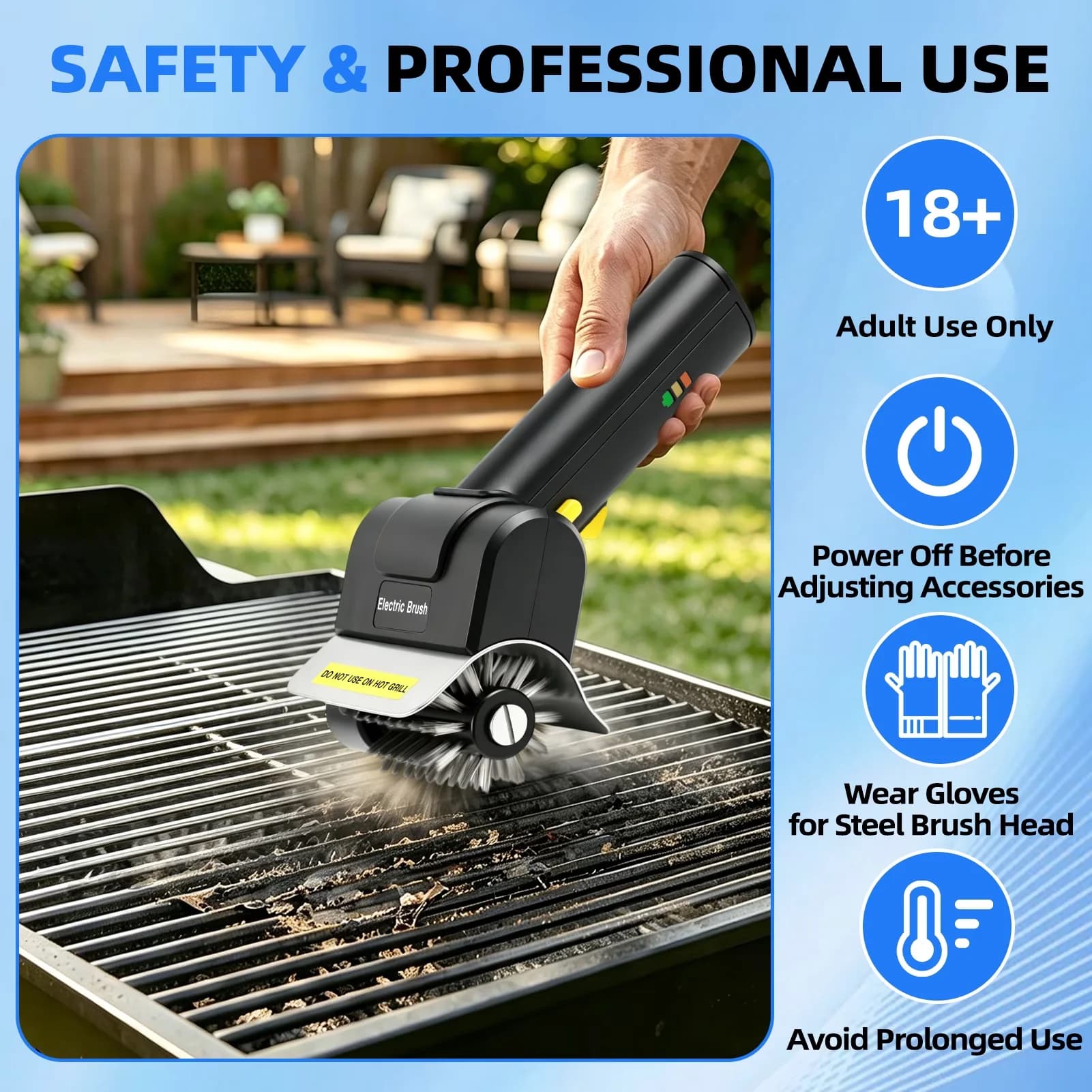 Versatile Gas Grill with Tool Holder, Electric Brush - Stainless Steel, Plastic Black Model 041C93