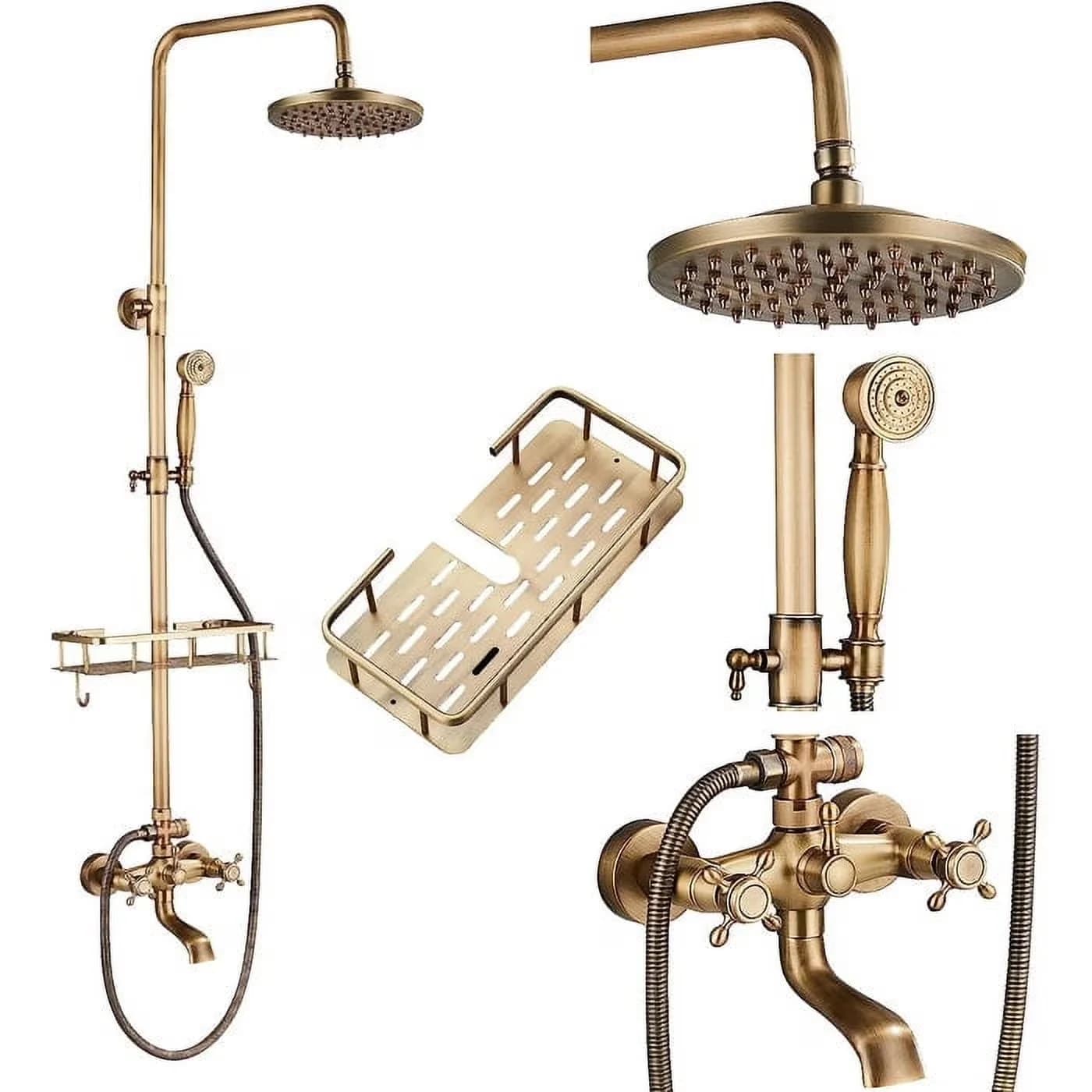 Versatile Shower Head with Adjustable, Easy Installation, Shower Head Material: Brass - Gold Brass Model E79906