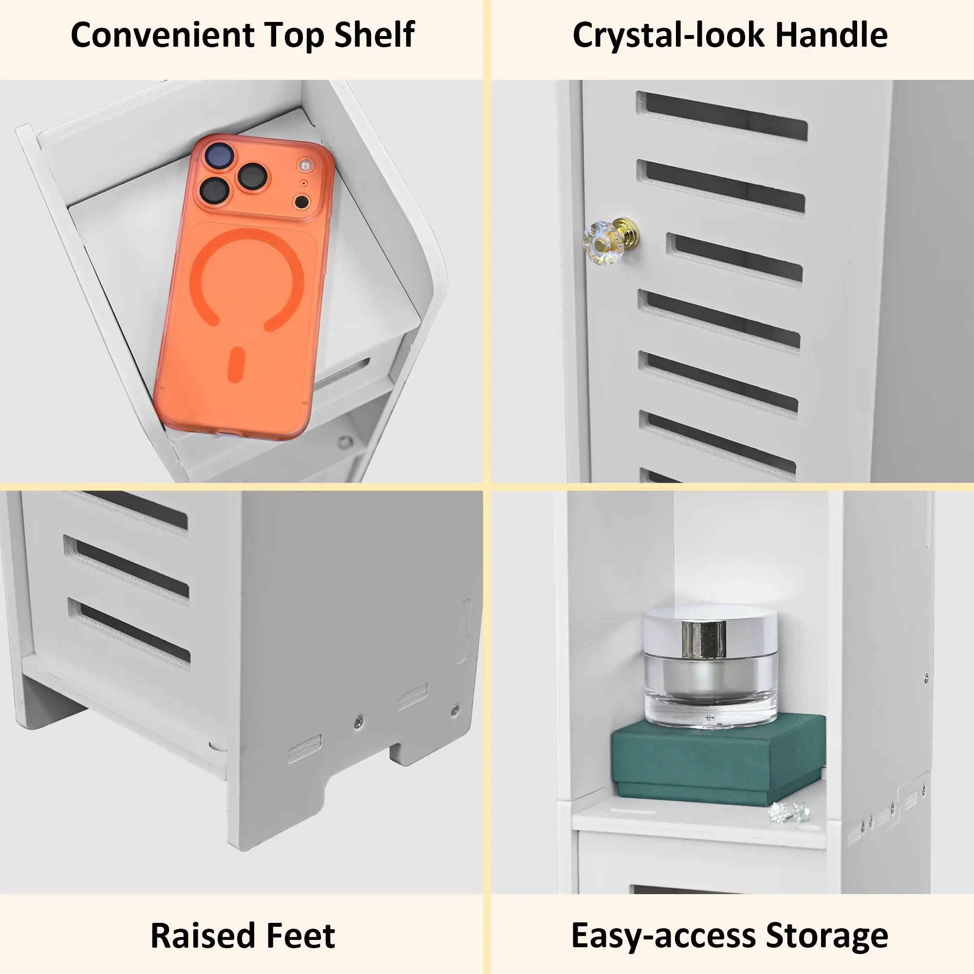 Stylish Bathroom Renovation with Modern, Small Storage Cabinet, Toilet Paper Holder Stand - Pvc White Model C4DDCE